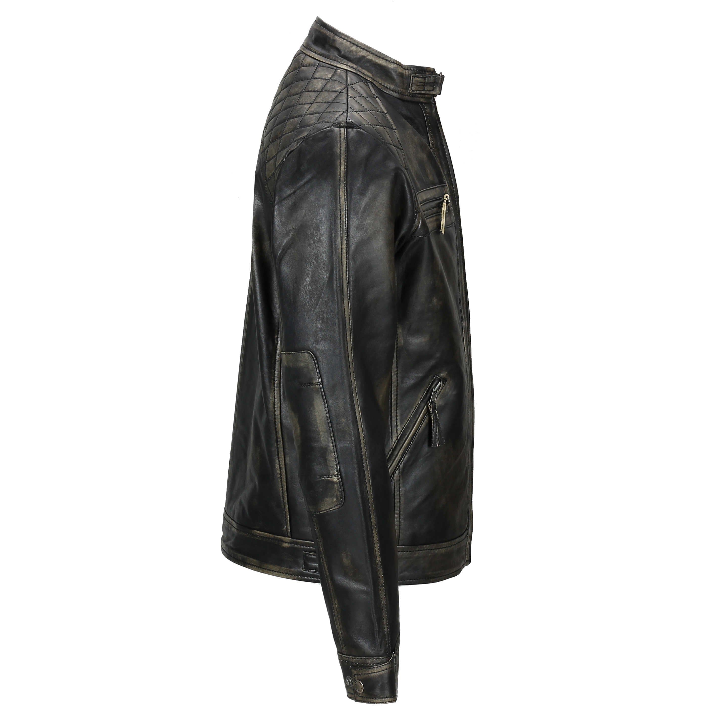 VESTE BIKER EN CUIR MATELASSÉ
