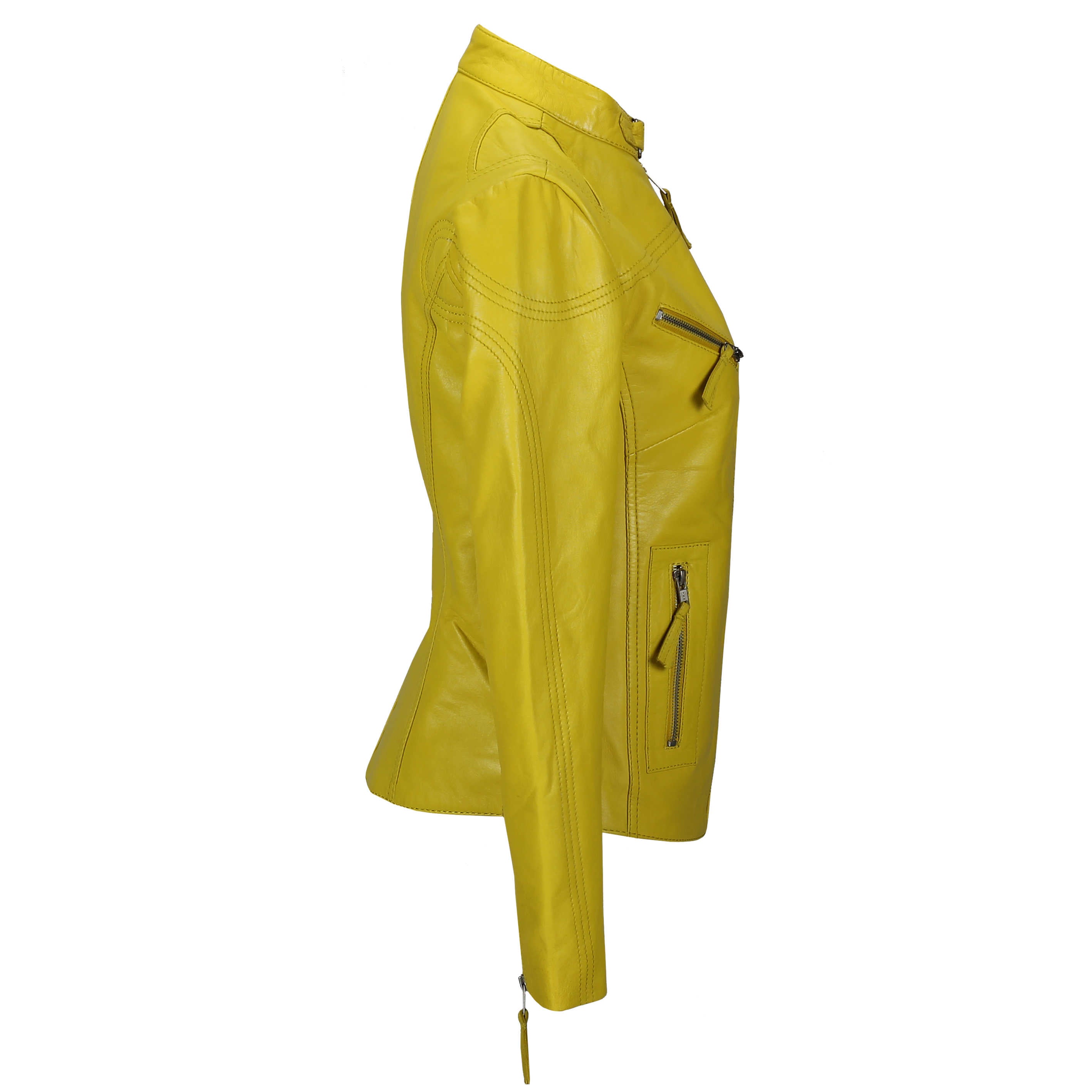 Blouson Cuir Retro Biker Jaune