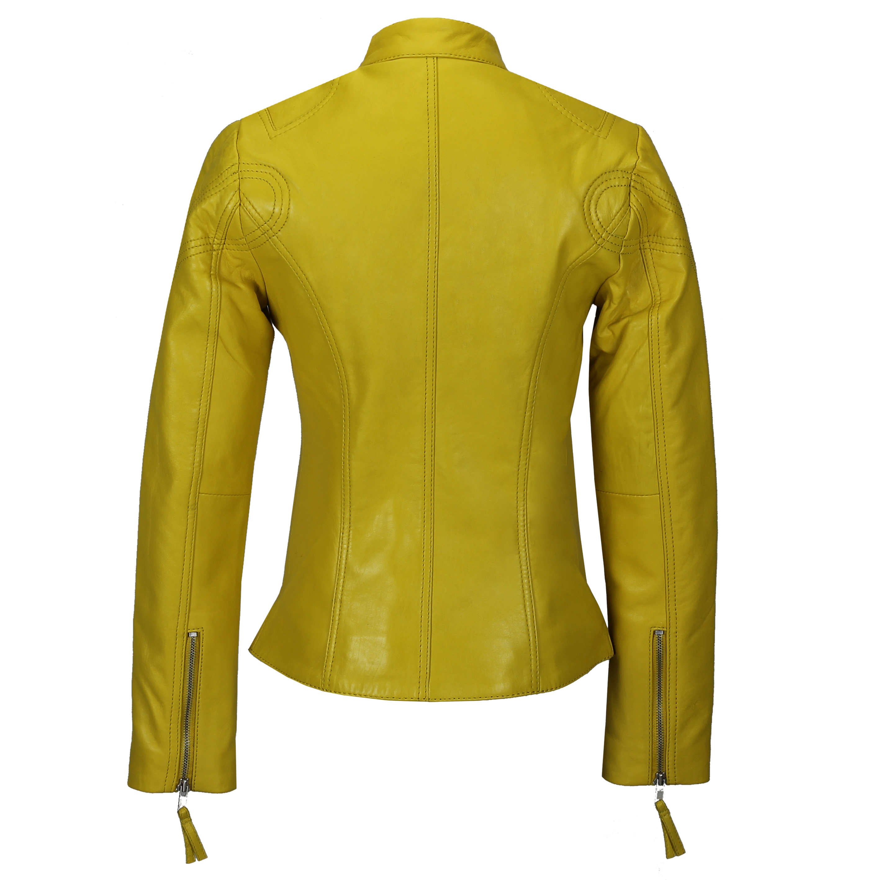 Blouson Cuir Retro Biker Jaune