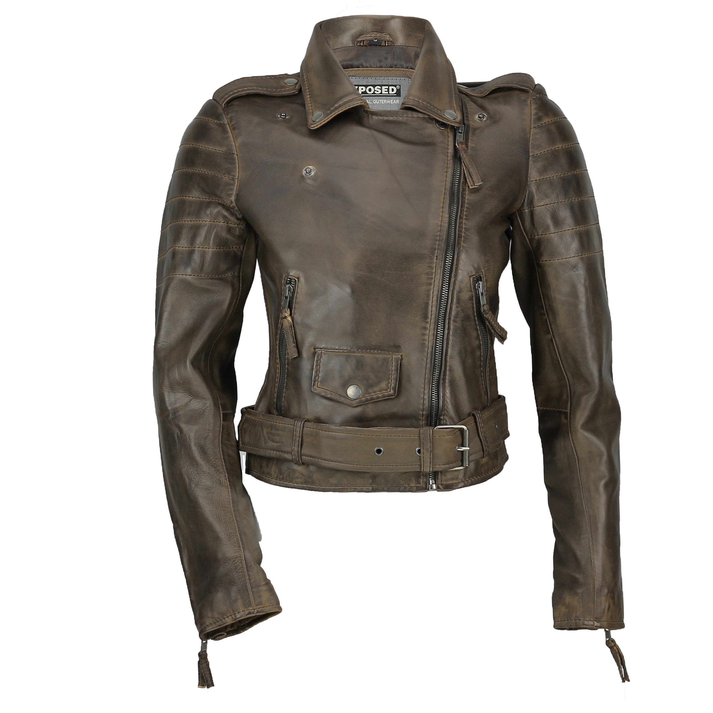 RETRO BIKER LEATHER JACKET FOR LADIES