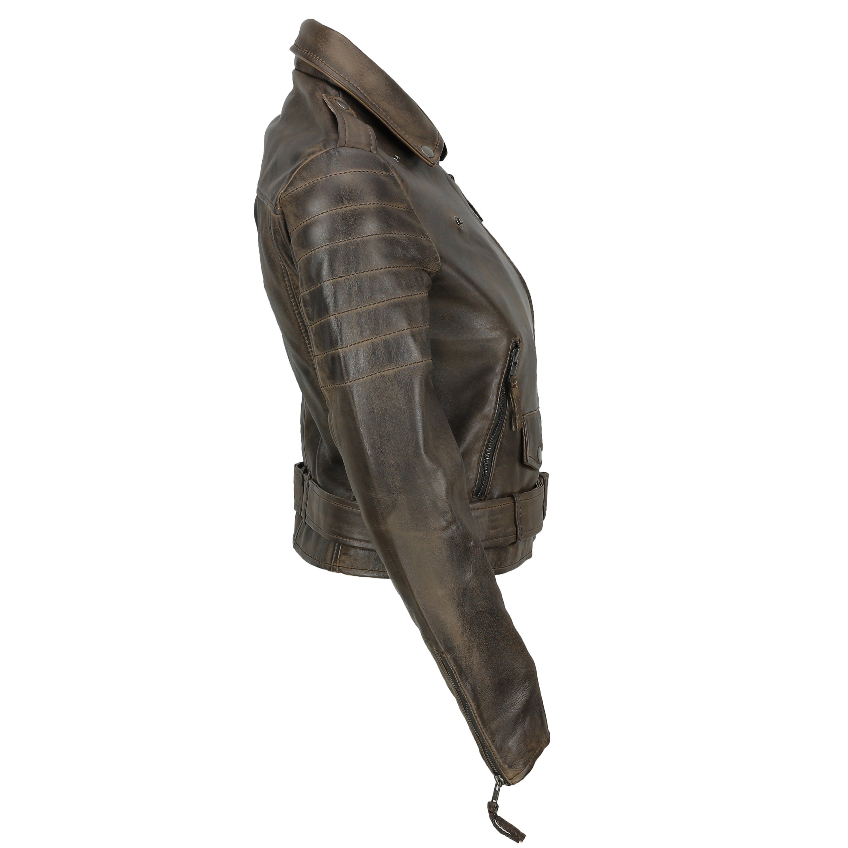 VESTE EN CUIR RETRO BIKER POUR FEMME