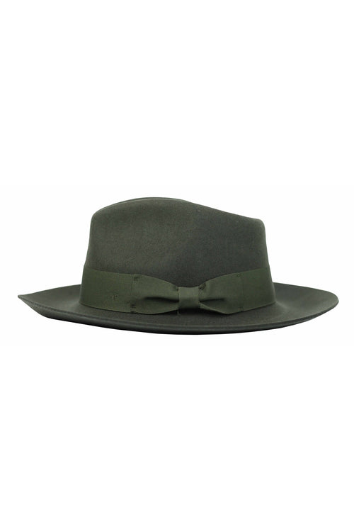 Gladwin Bond 100 % Wolle grüner steifer Fedora-Hut