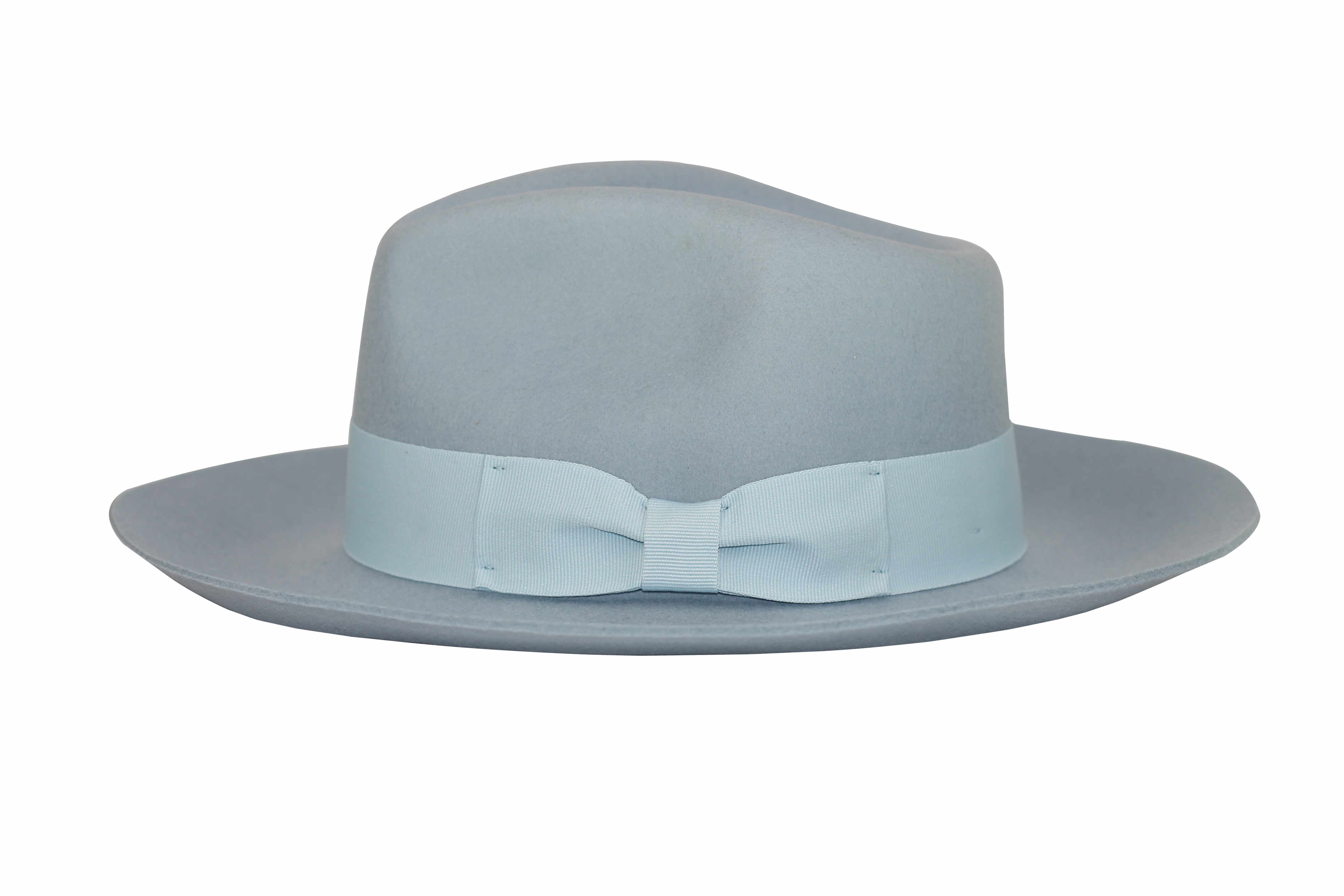 100% Wool Blue Fedora Stiff Hat