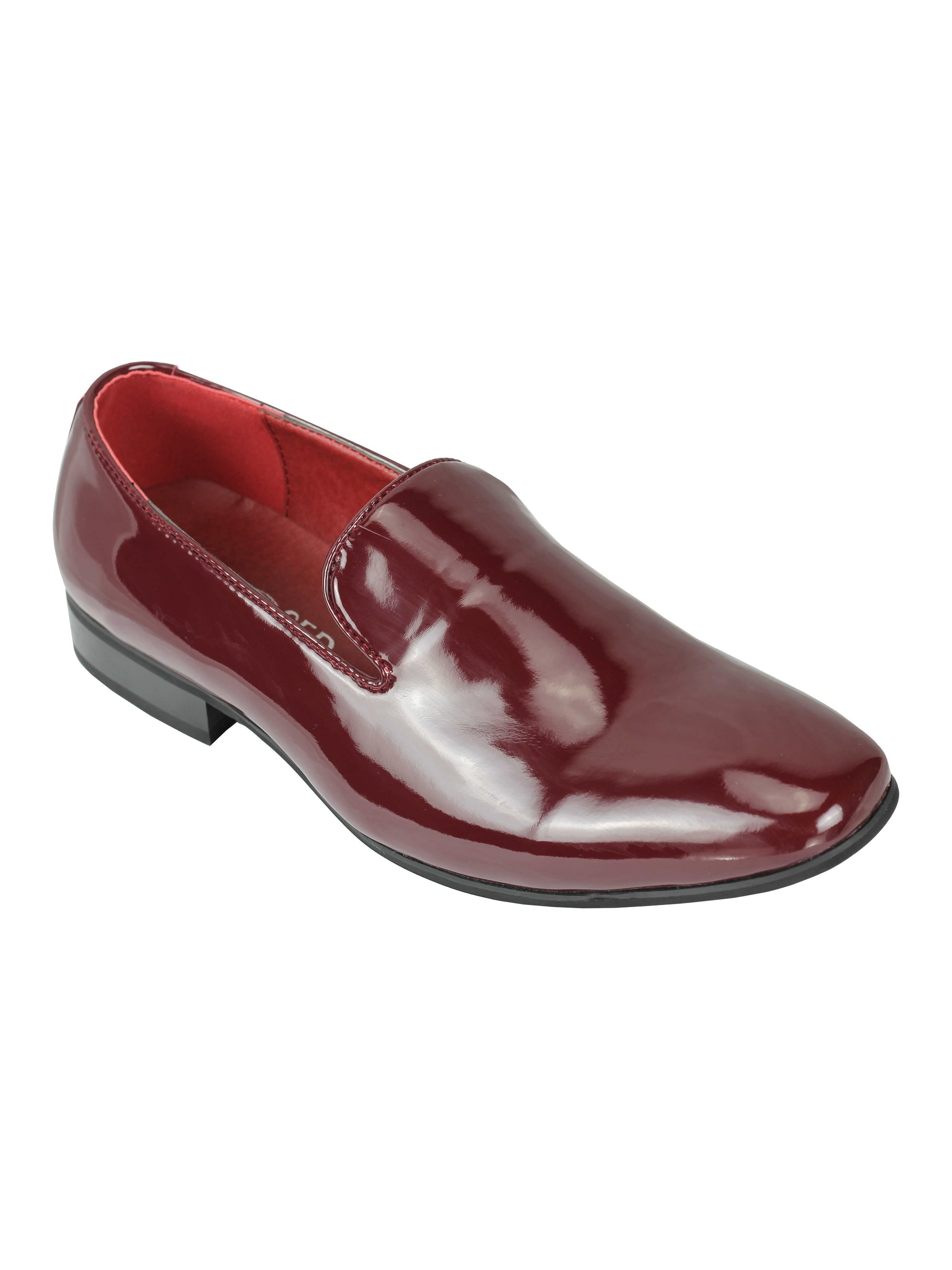 Faux Patent Leather Shiny Slip On Shoes In Maroon