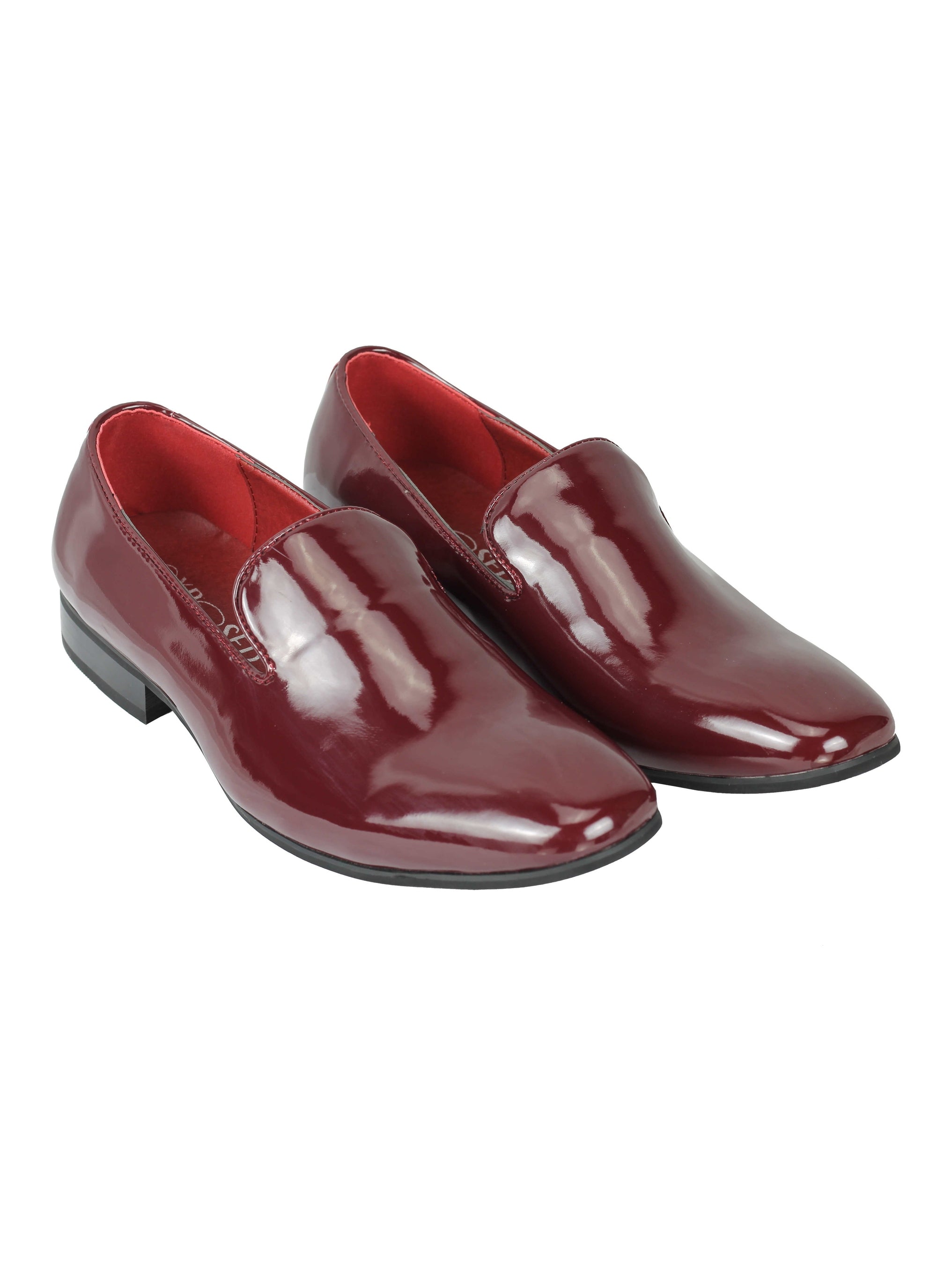 Faux Patent Leather Shiny Slip On Shoes In Maroon