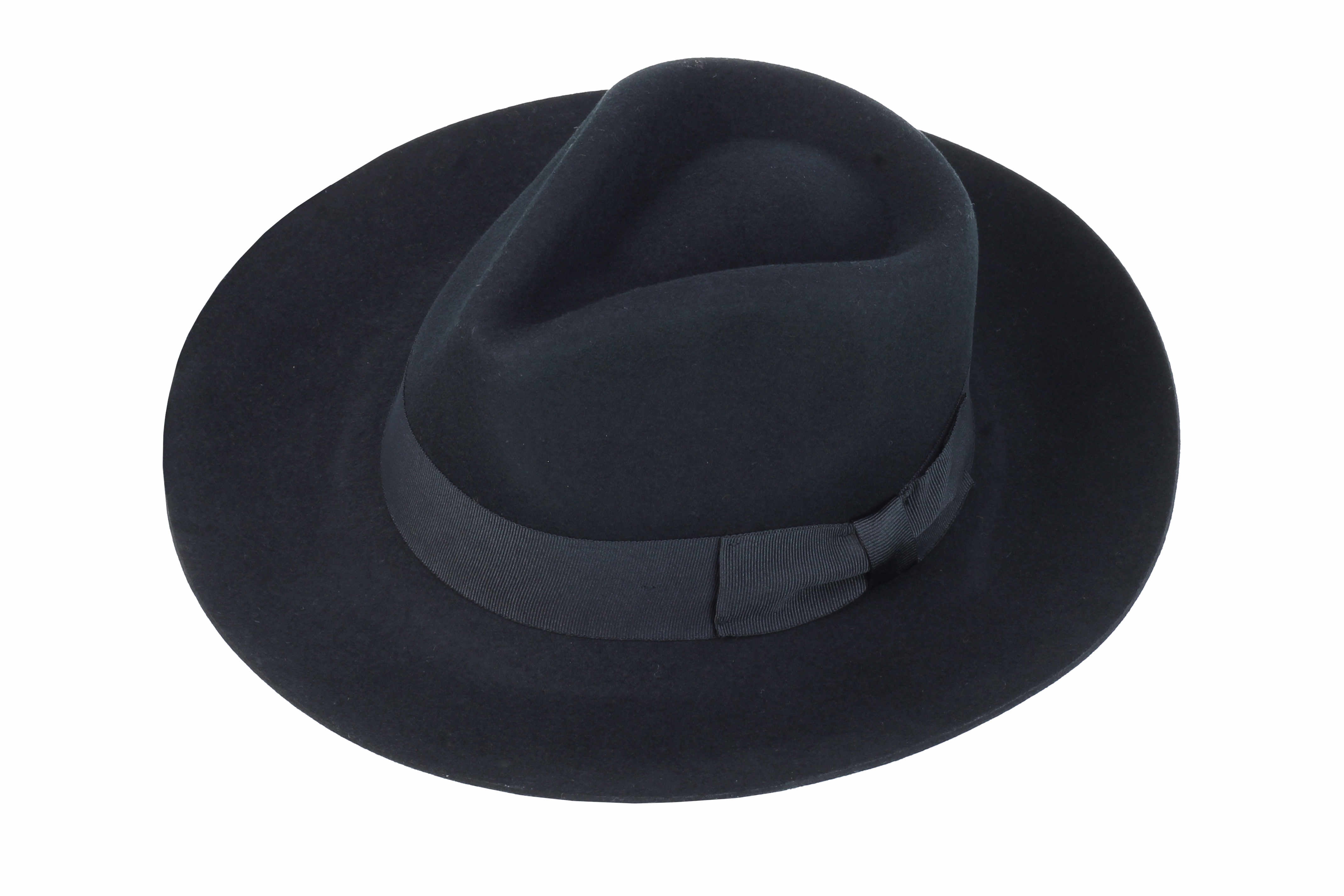 100% Wool Black Fedora Stiff Hat