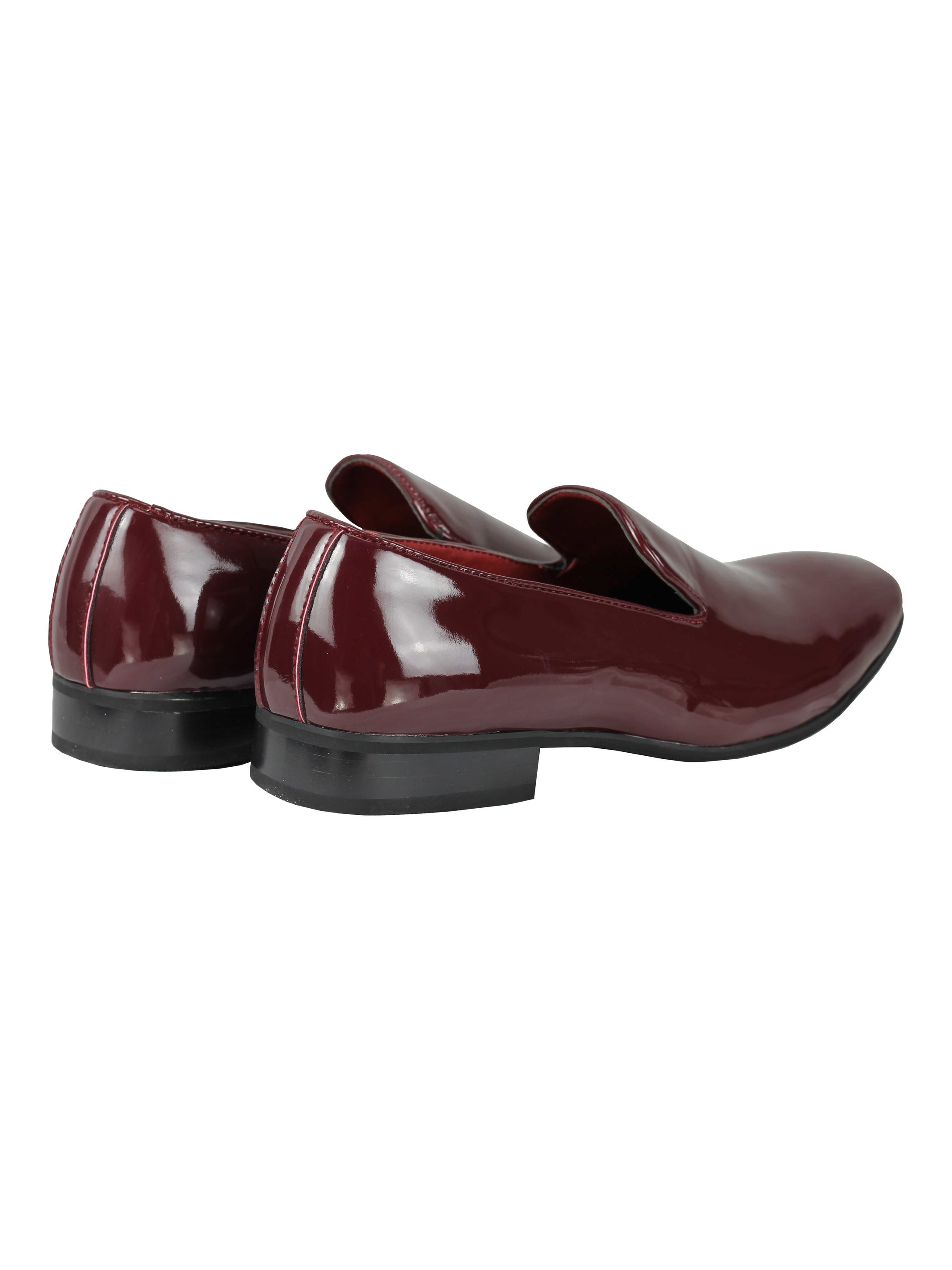 Faux Patent Leather Shiny Slip On Shoes In Maroon