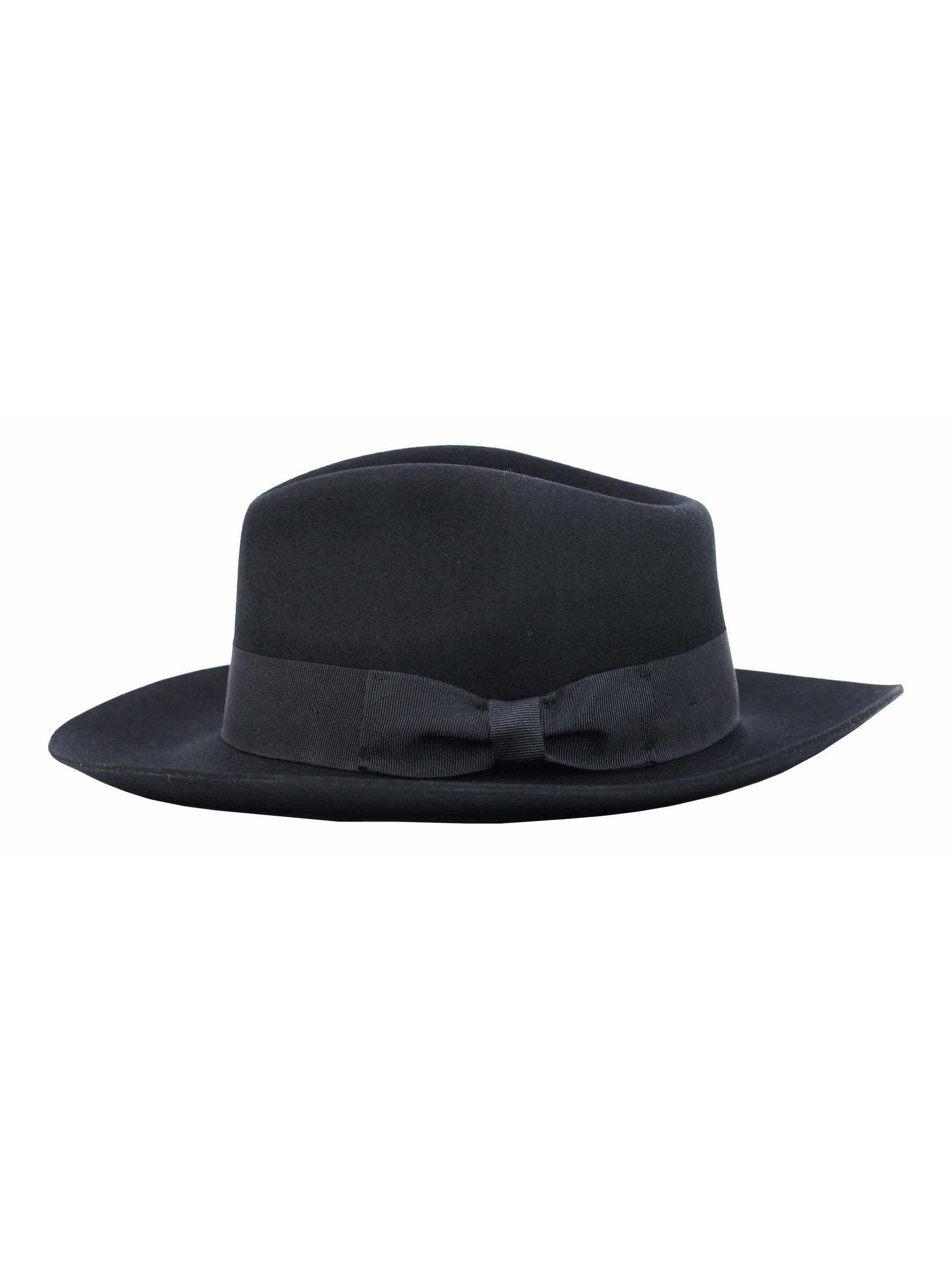 100% Wool Black Fedora Stiff Hat