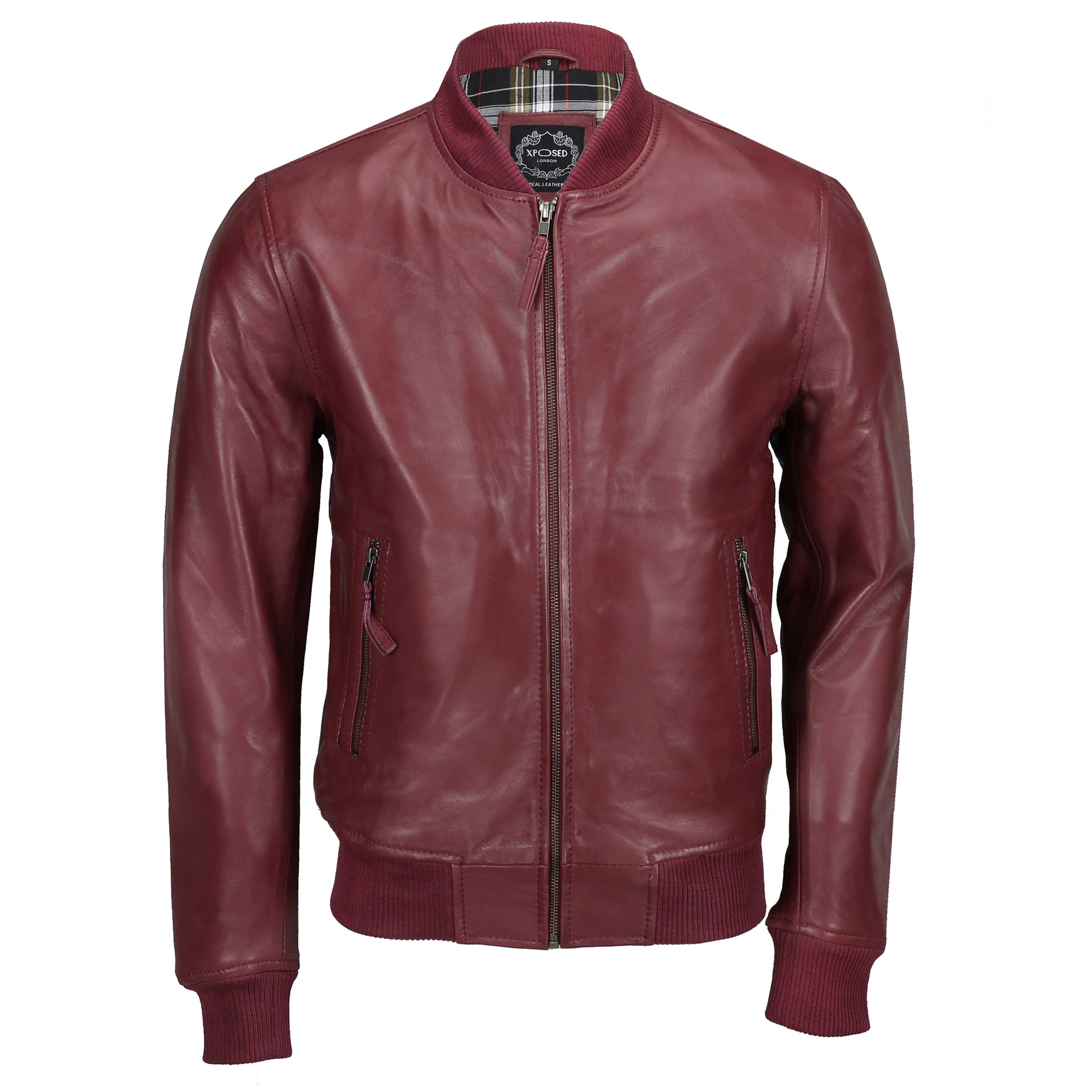 BOMBER NO COLLAR MAROON JACKET