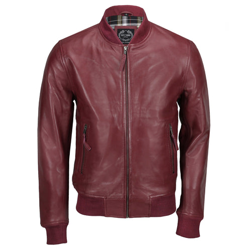 VESTE BOMBER SANS COL MARRON
