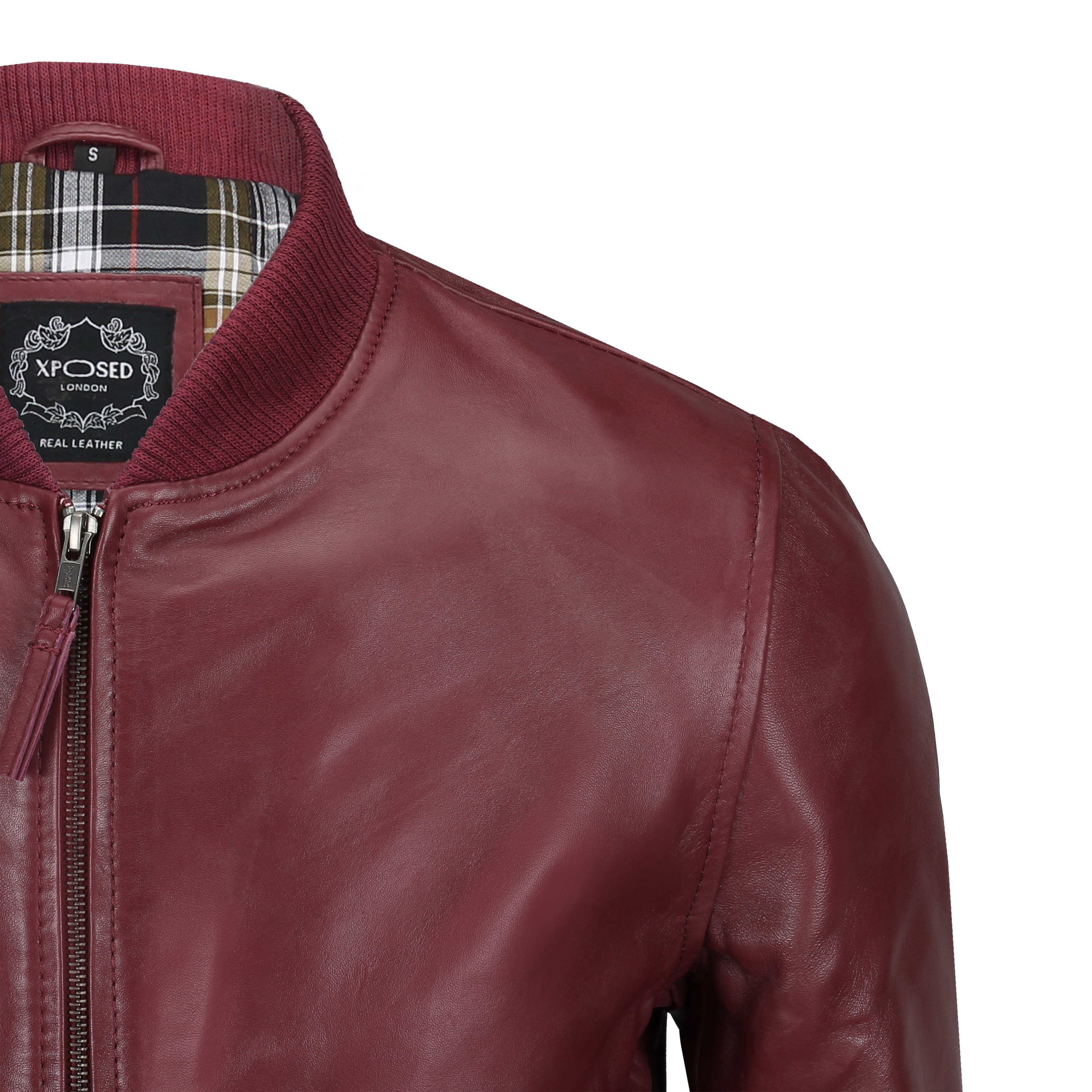 BOMBER NO COLLAR MAROON JACKET