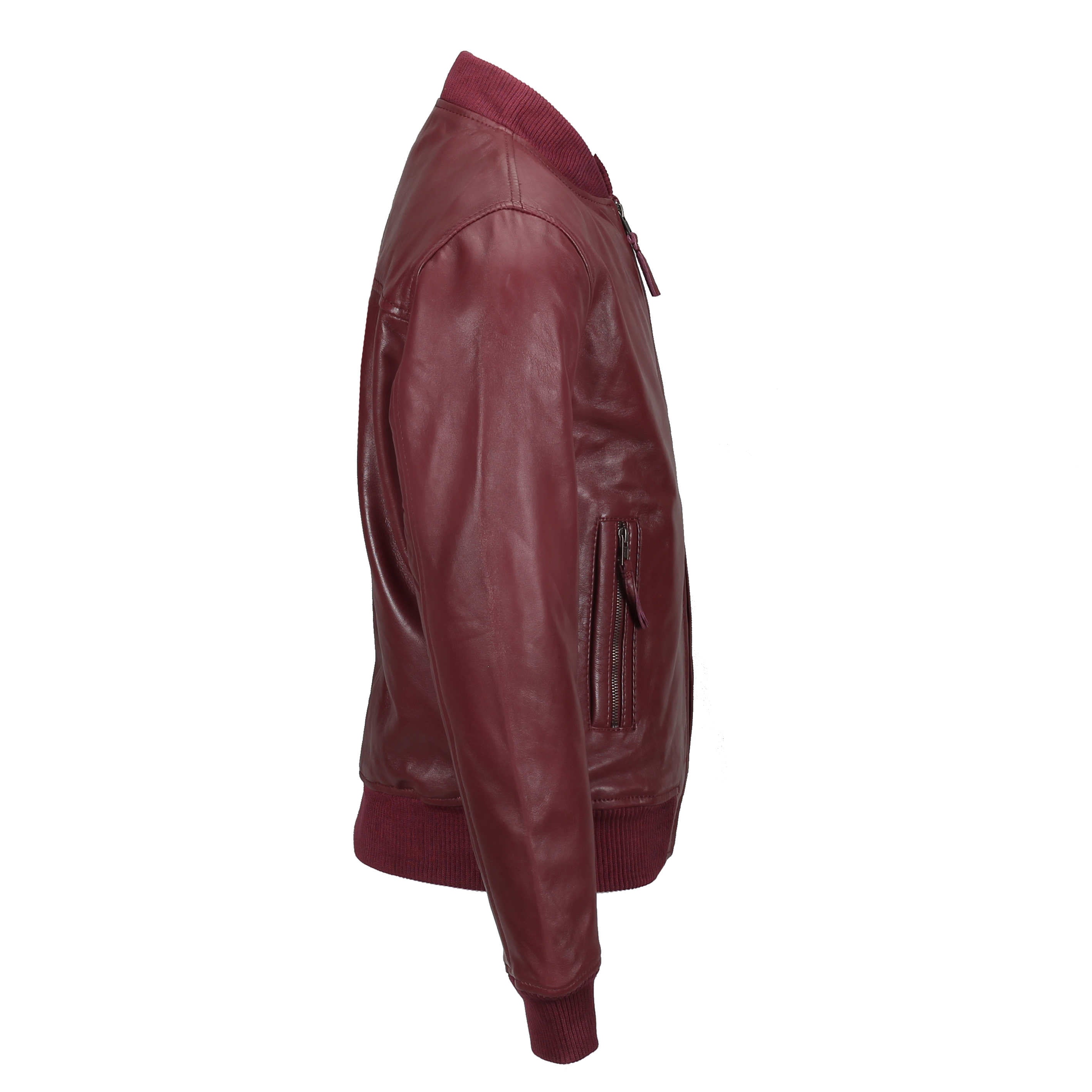 BOMBER NO COLLAR MAROON JACKET