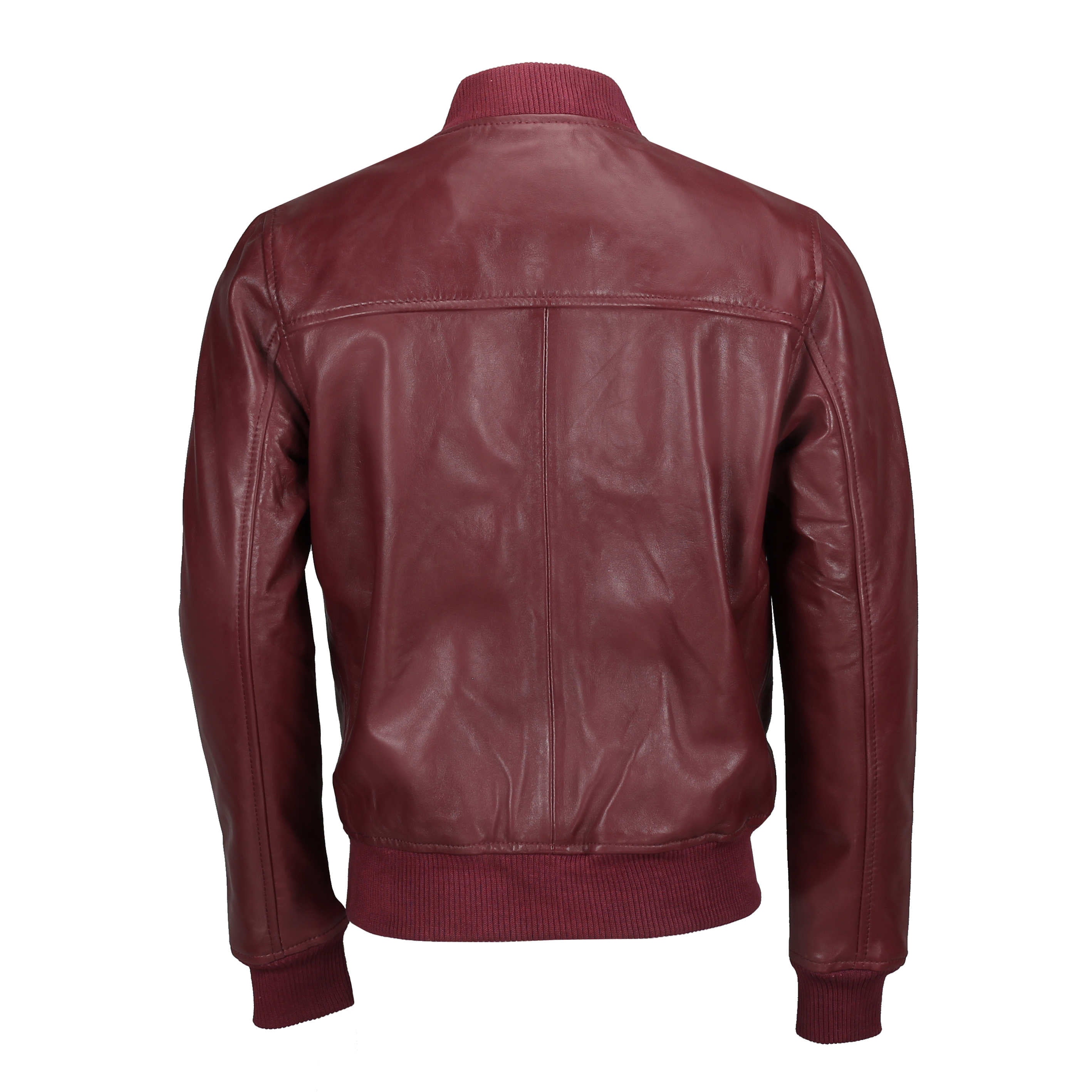 BOMBER NO COLLAR MAROON JACKET