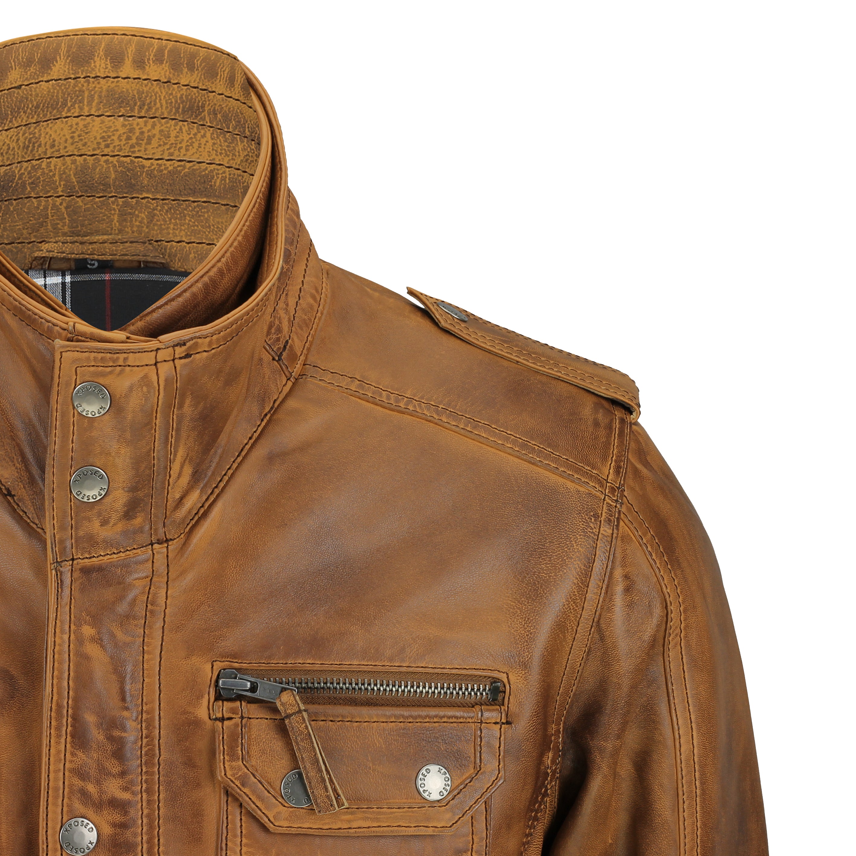 Mens Tan Brown Soft Real Leather Vintage Military Coat Smart Casual Field Jacket