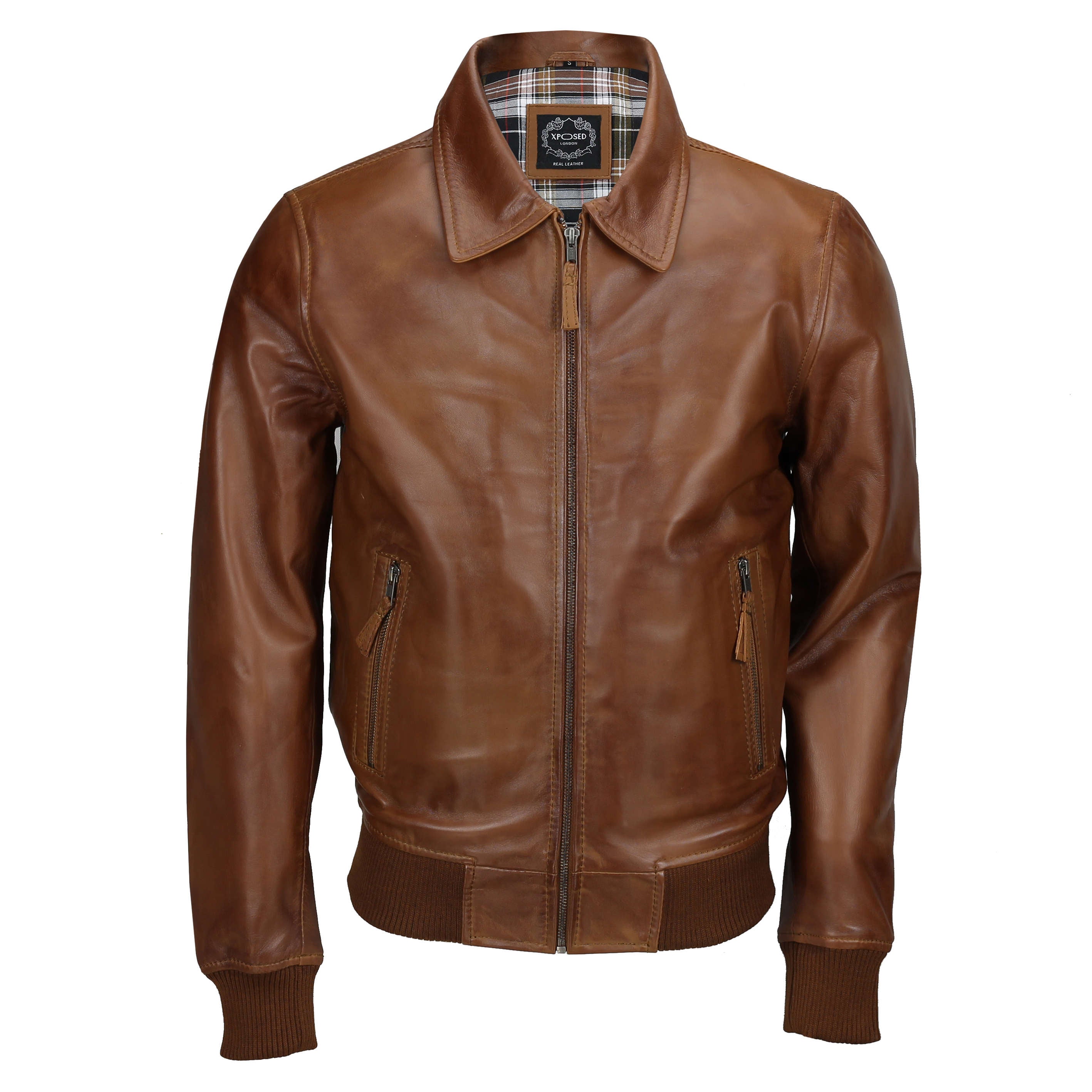 BOMBER CONIC BIKER JACKET WITH COLLAR