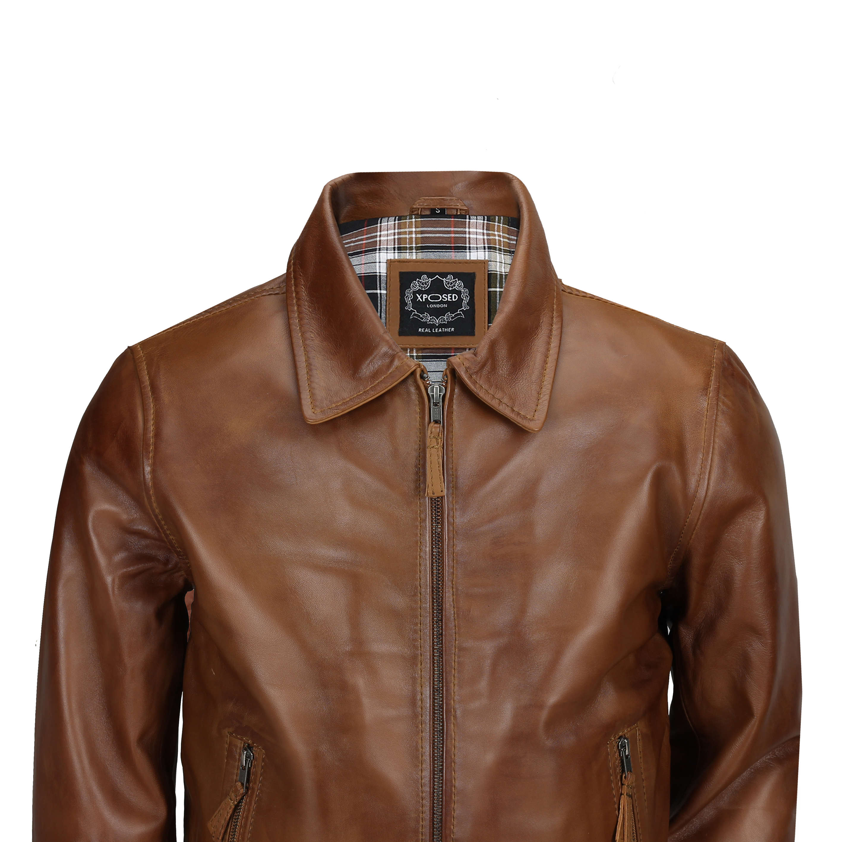 BOMBER CONIC BIKER JACKET WITH COLLAR