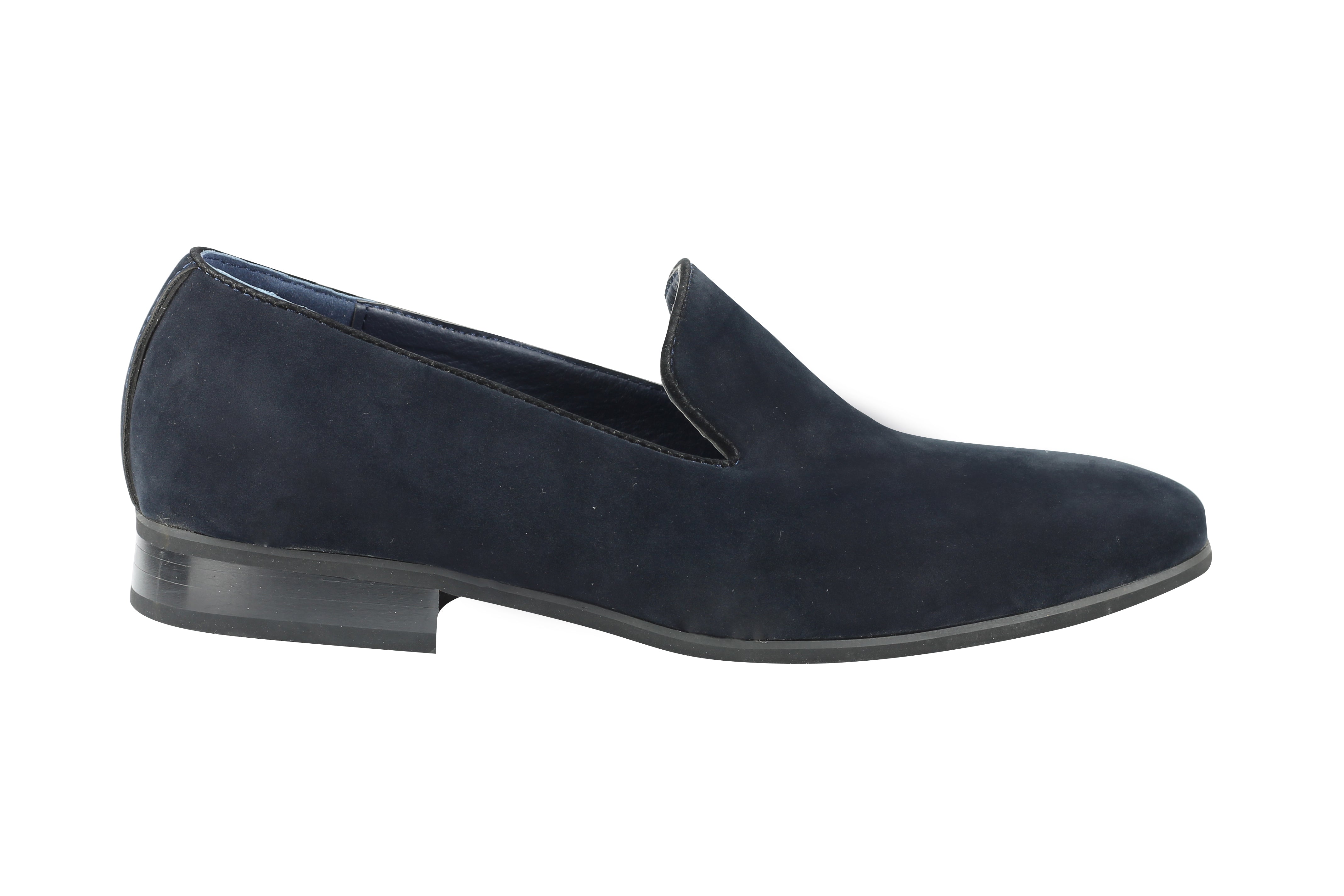 Suede Leather Slip On Shoes In Navy
