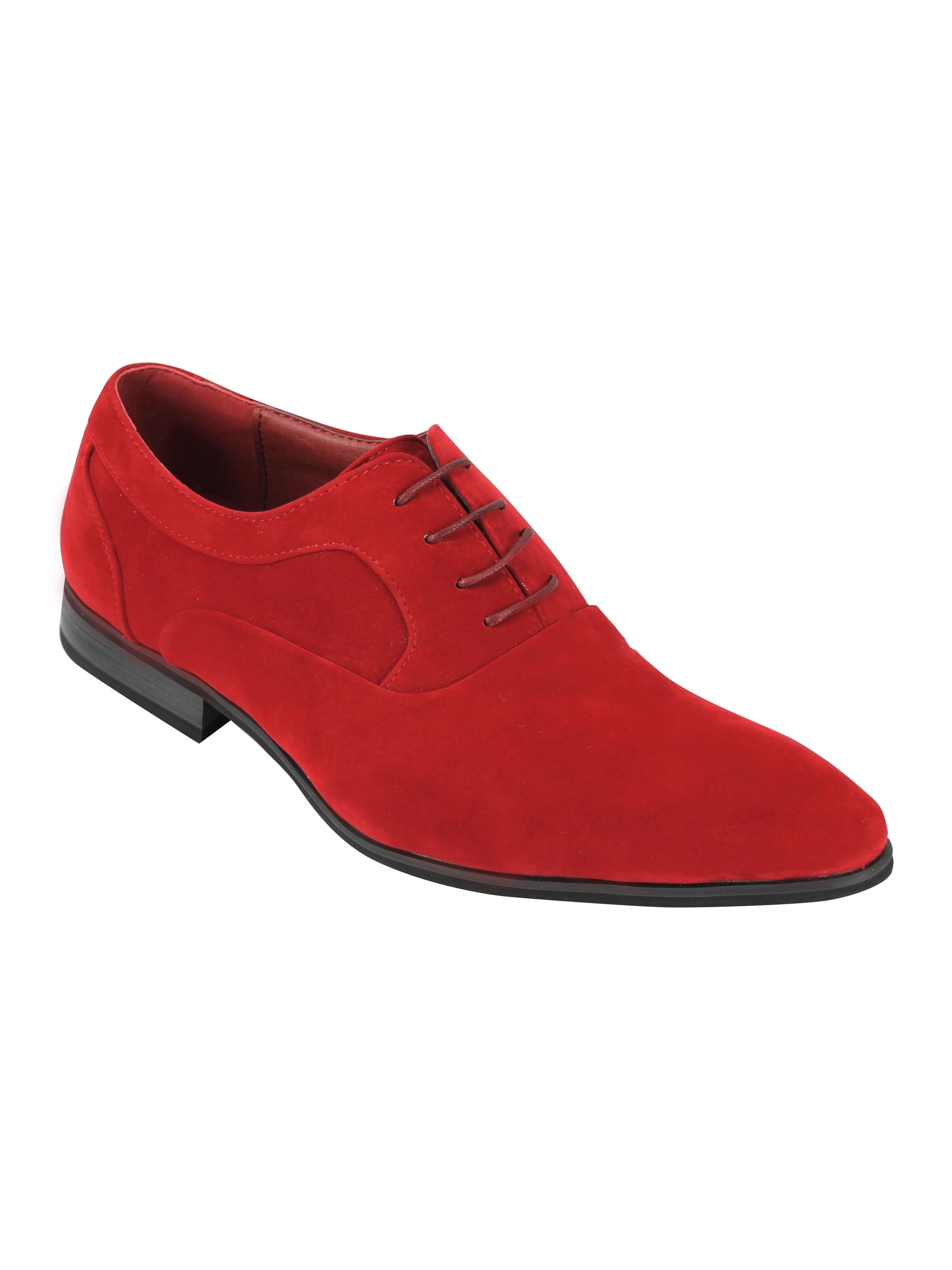 Red Suede Leather Lace Ups Shoes