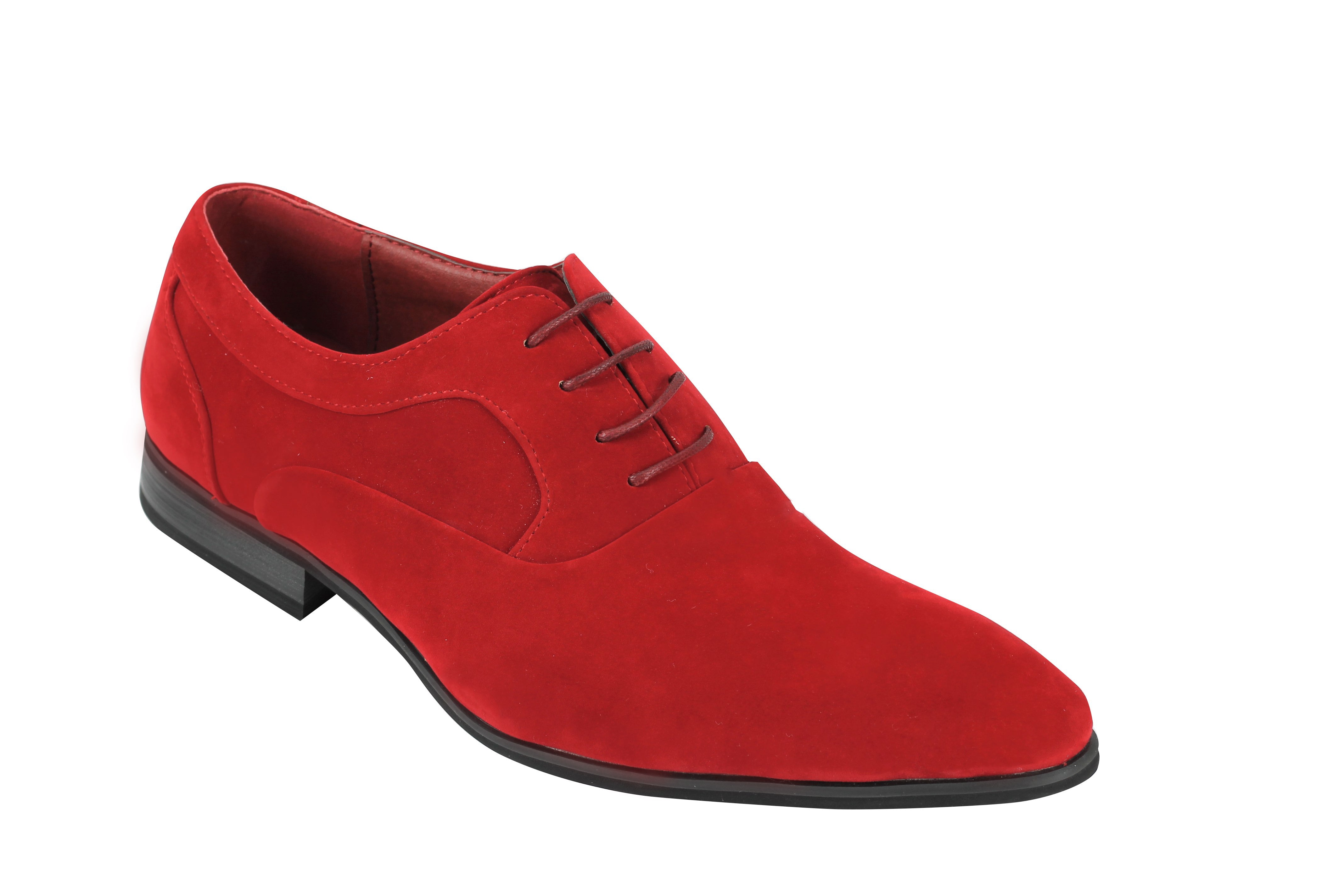 Red Suede Leather Lace Ups Shoes