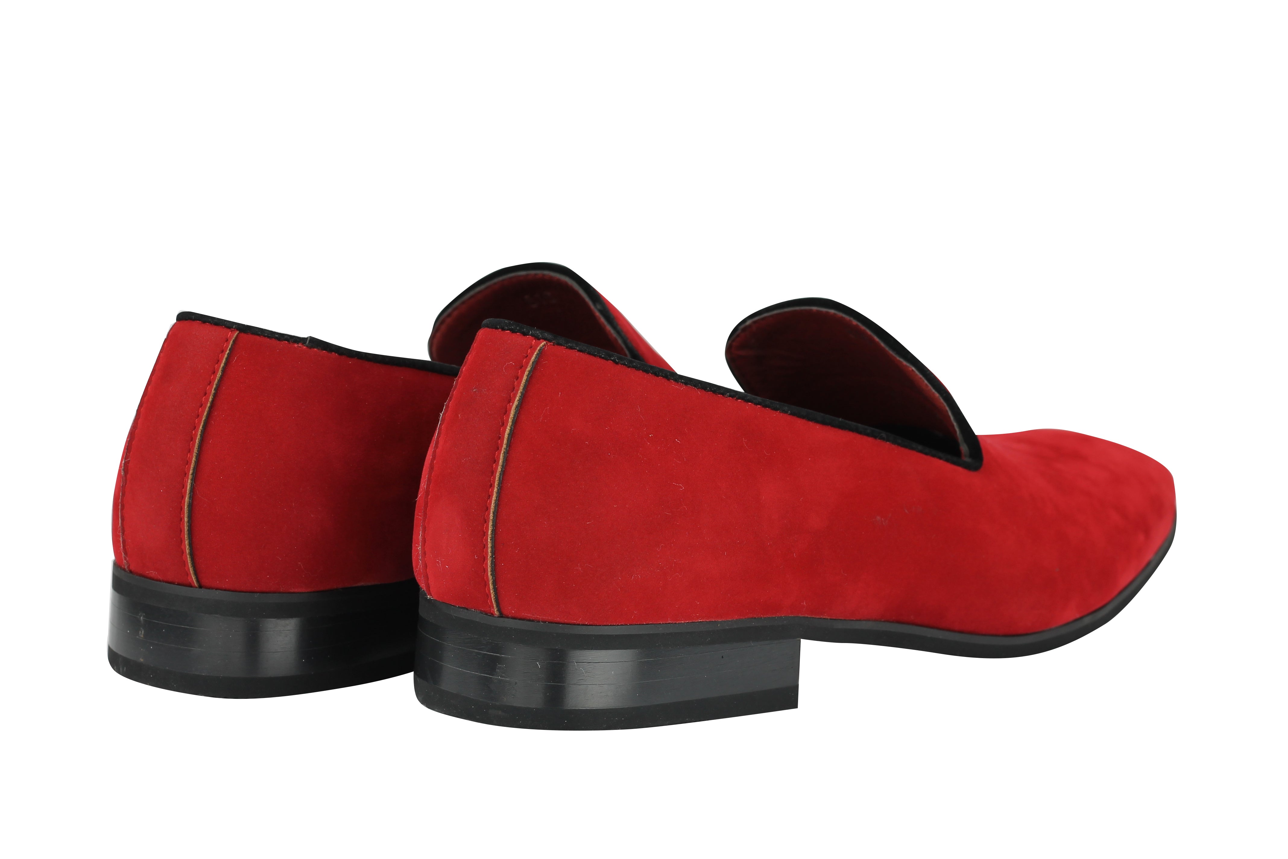 Suede Leather Slip On Red Shoes