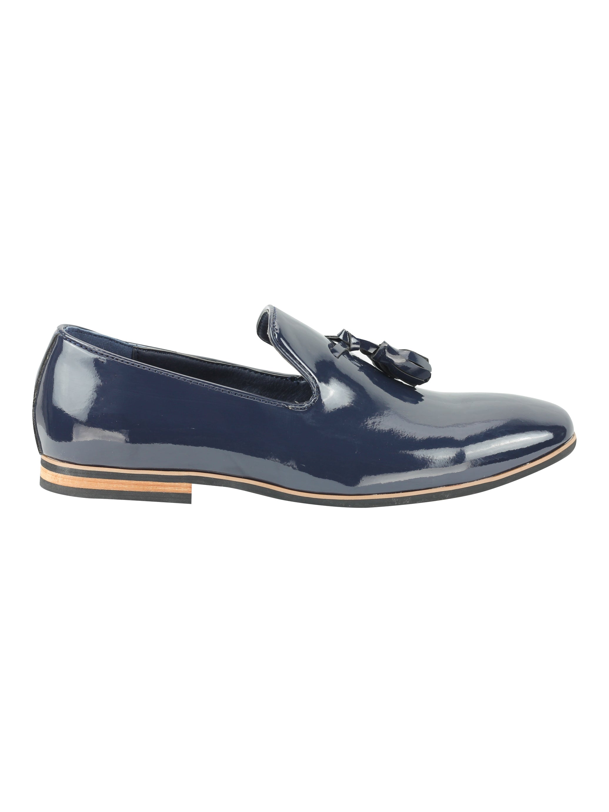 Shiny Patent Leather Slip On Navy Shoes