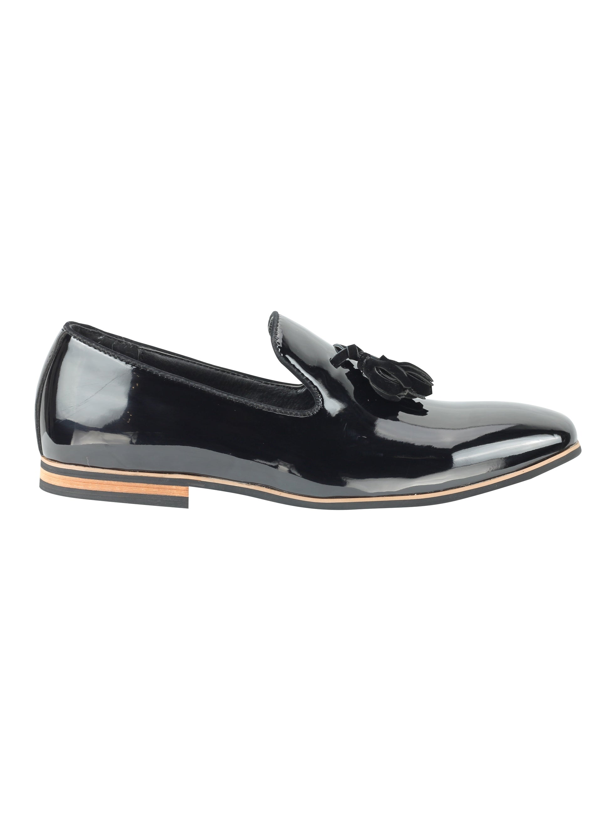 Shiny Patent Leather Slip On Black Shoes