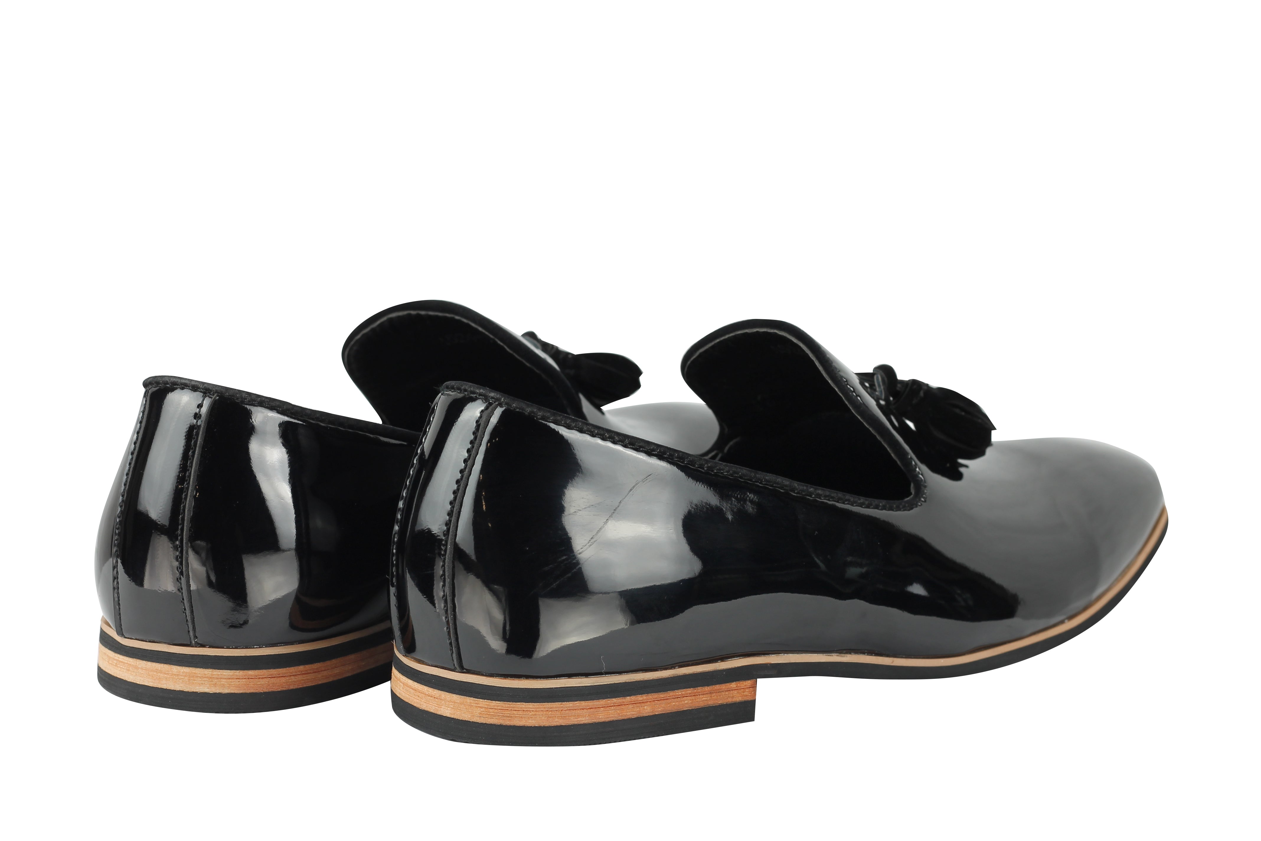Shiny Patent Leather Slip On Black Shoes