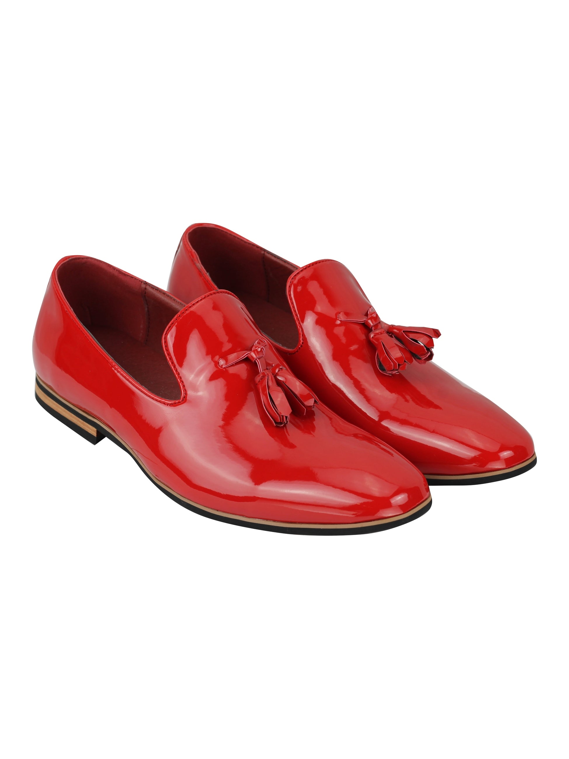 Shiny Patent Leather Slip On Shoes In Red