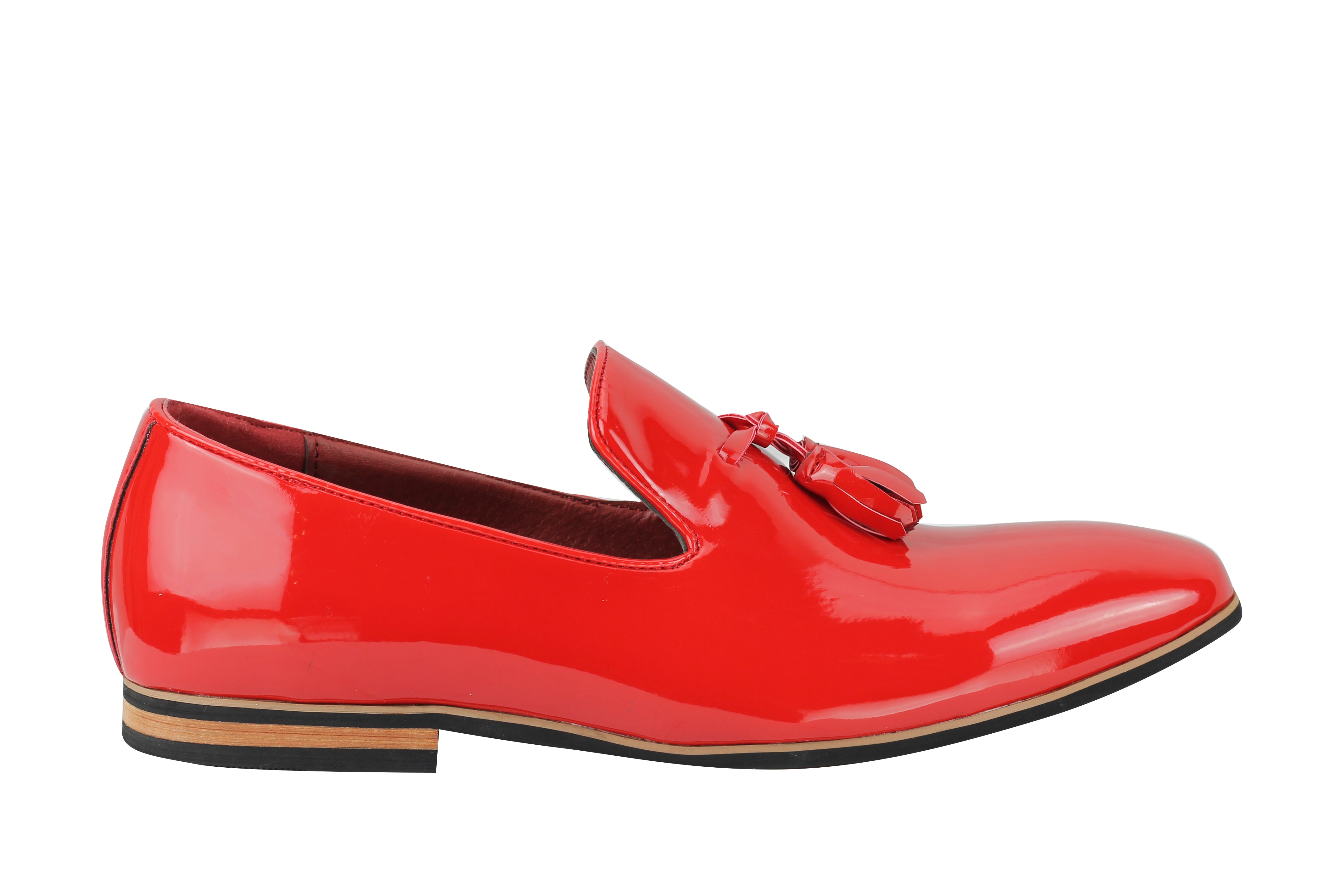 Shiny Patent Leather Slip On Shoes In Red