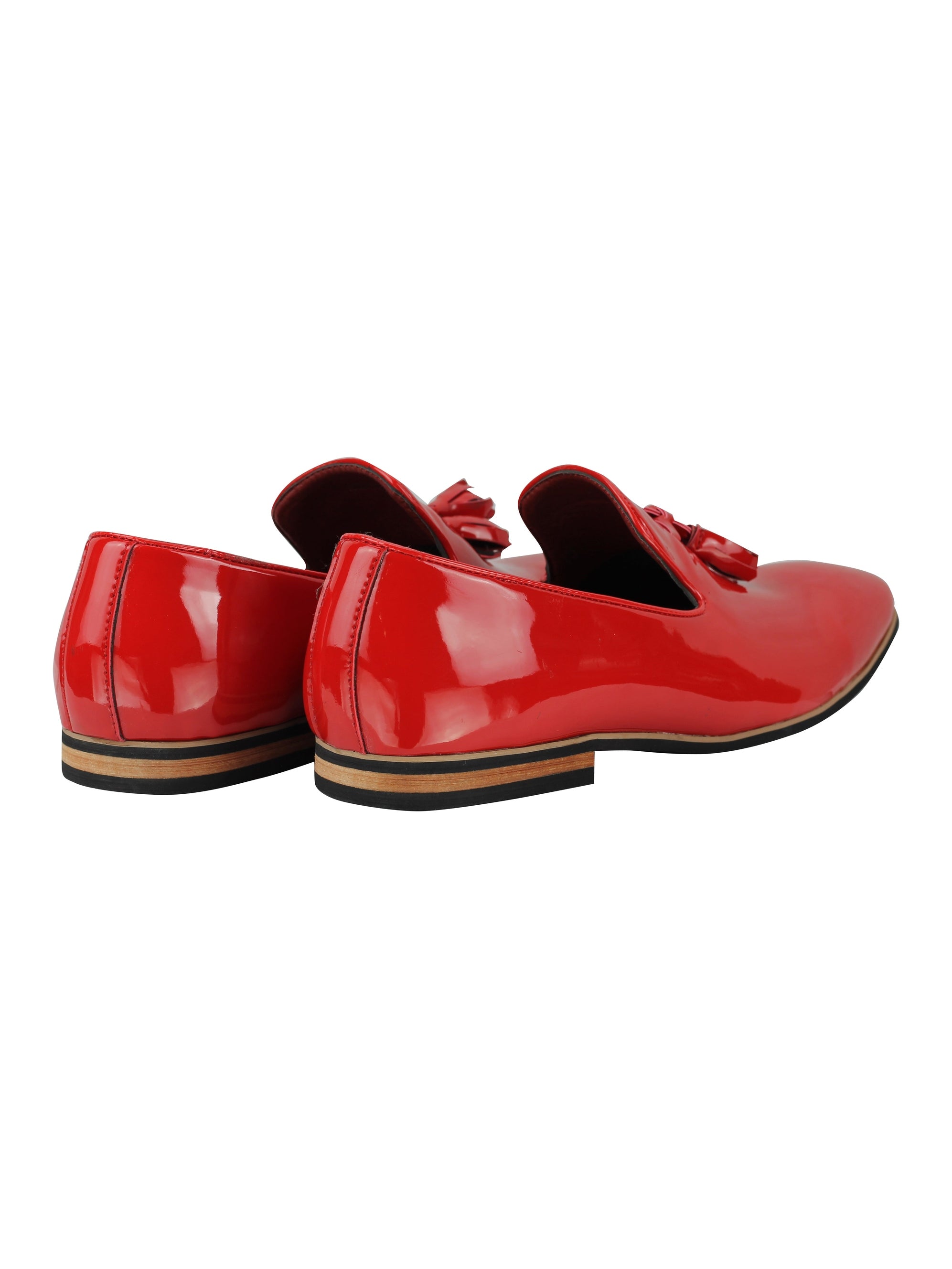 Shiny Patent Leather Slip On Shoes In Red