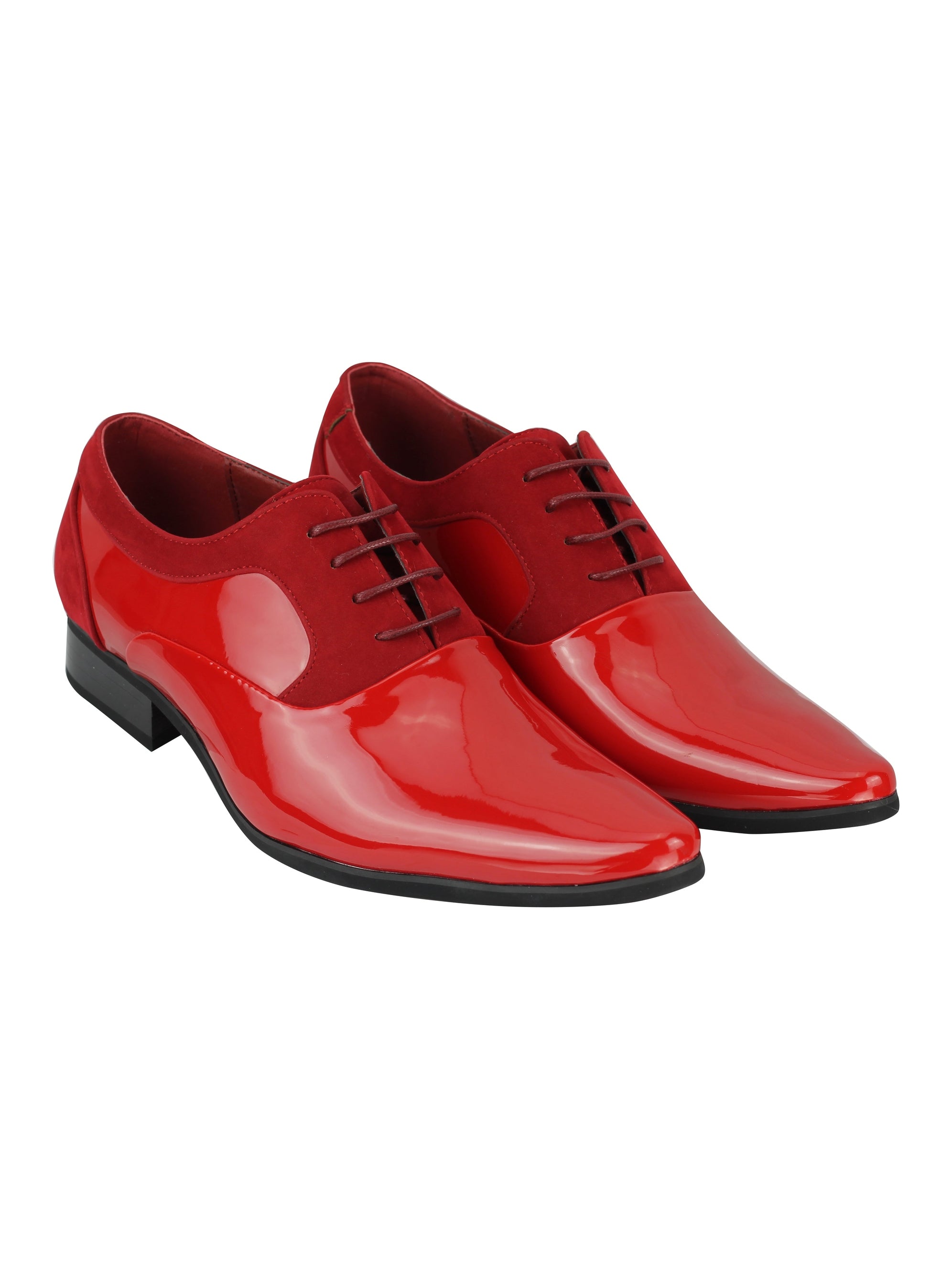 Shiny Patent Leather Formal Lace Up Shoes In Red