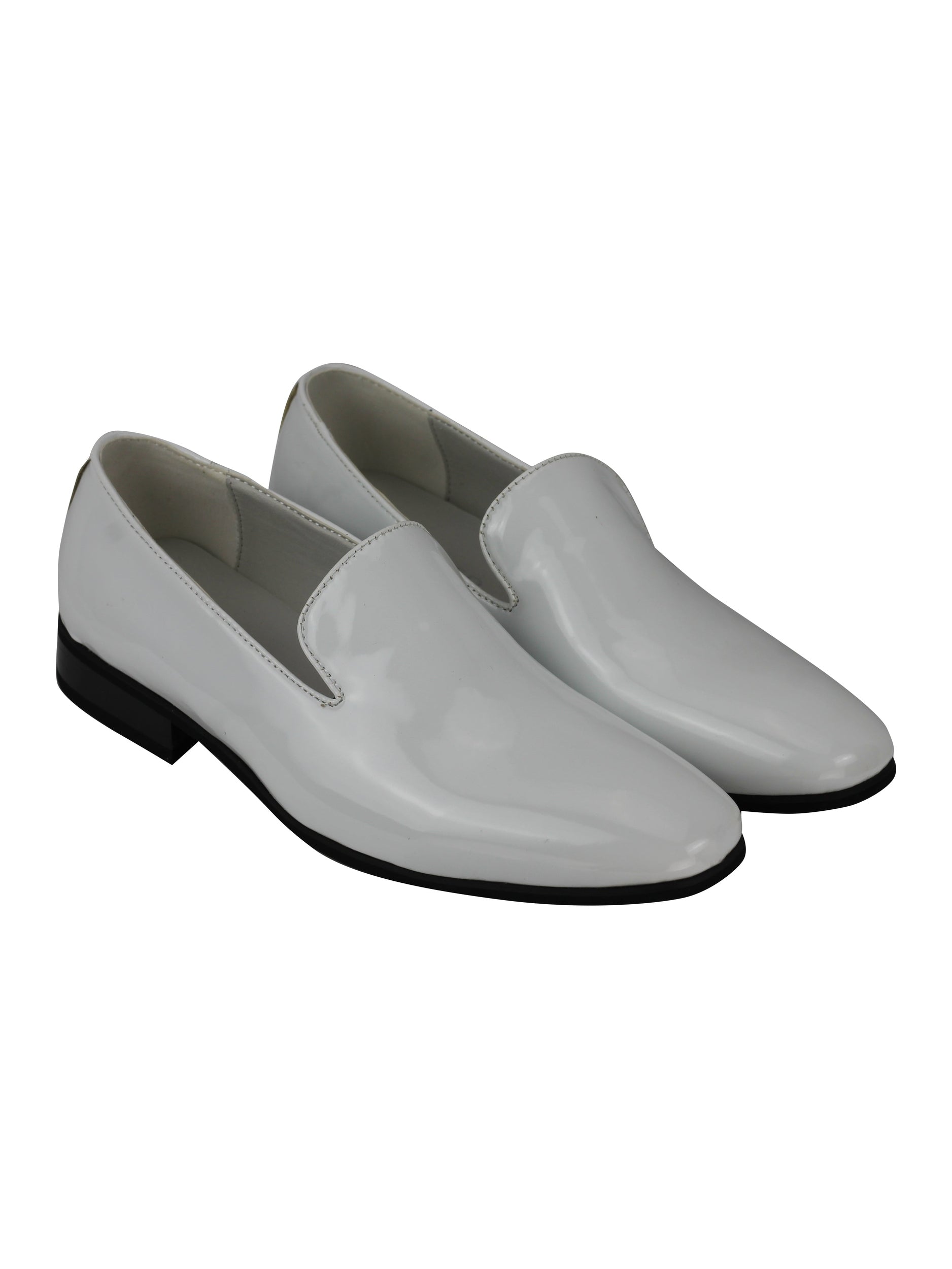 Faux Patent Leather Shiny Slip On Shoes In White