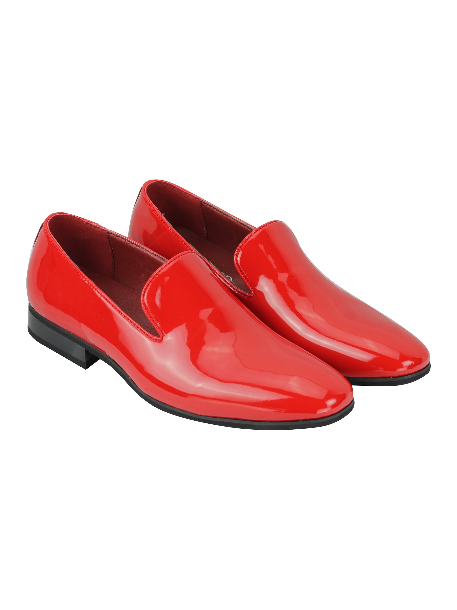 Faux Patent Leather Shiny Slip On Shoes In Red