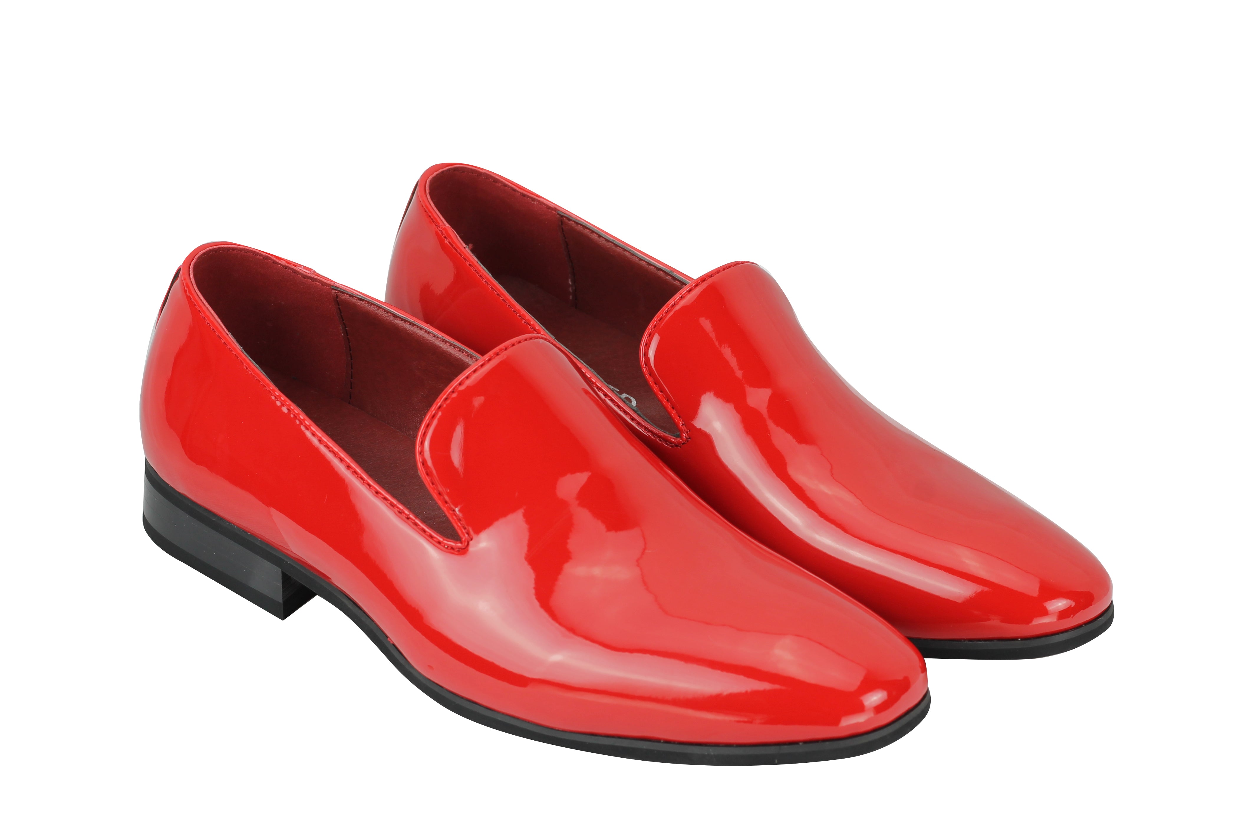 Faux Patent Leather Shiny Slip On Shoes In Red