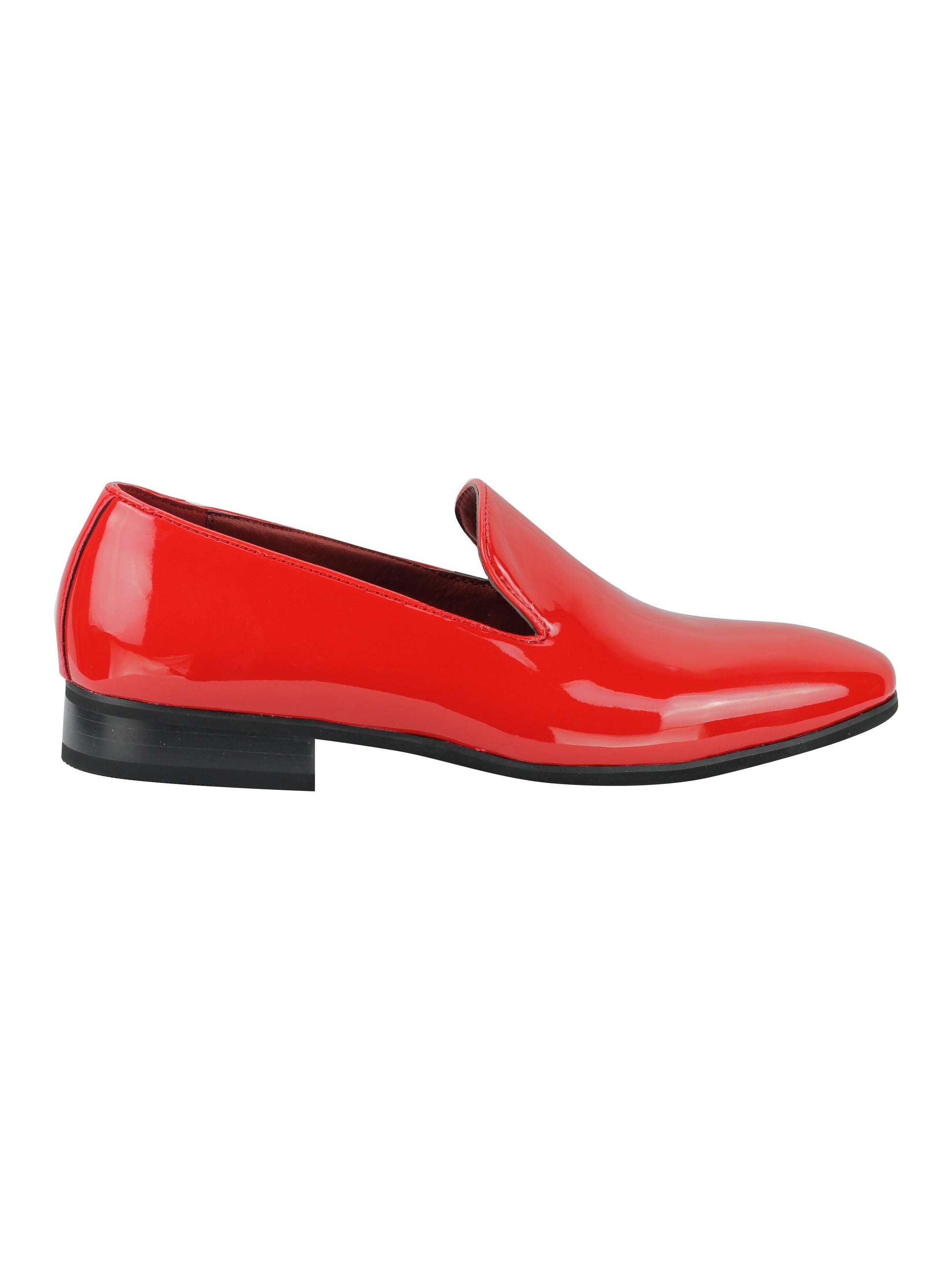 Faux Patent Leather Shiny Slip On Shoes In Red