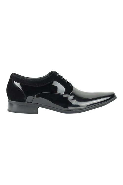 CHAUSSURES FORMELLES À LACETS EN SIMILI CUIR BRILLANT EN NOIR