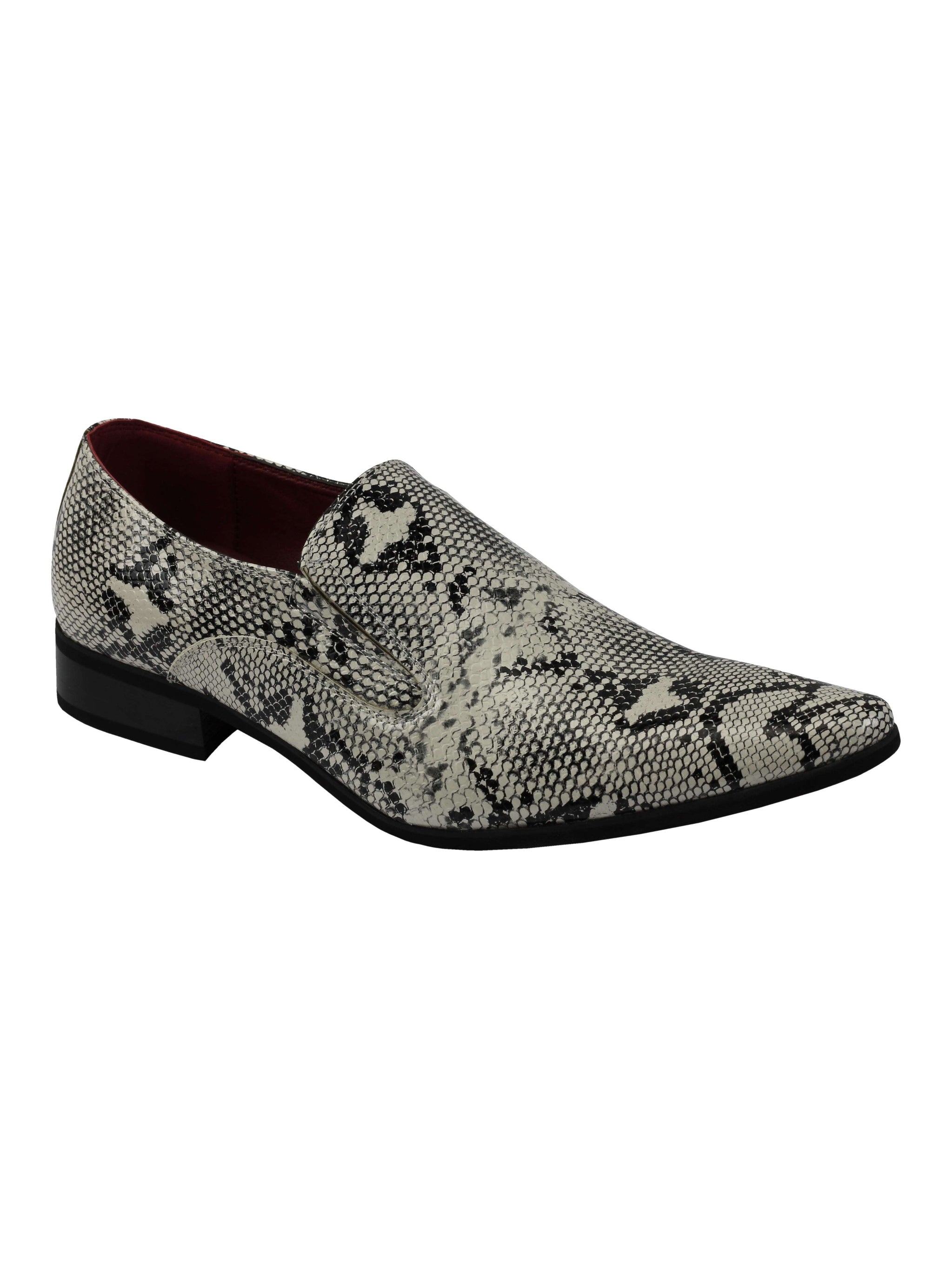 Faux Leather Shiny Printed Slip On Shoes