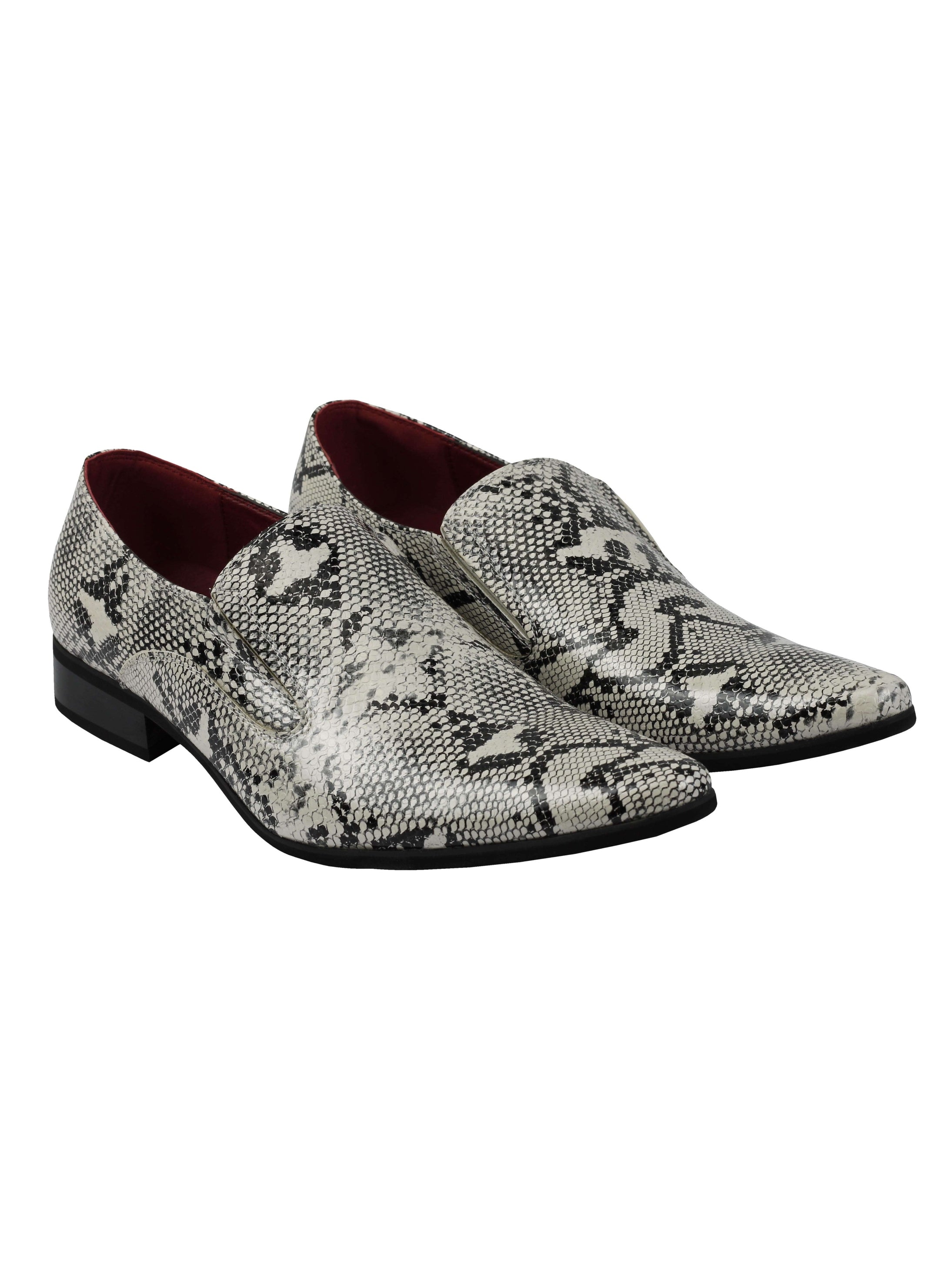 Faux Leather Shiny Printed Slip On Shoes