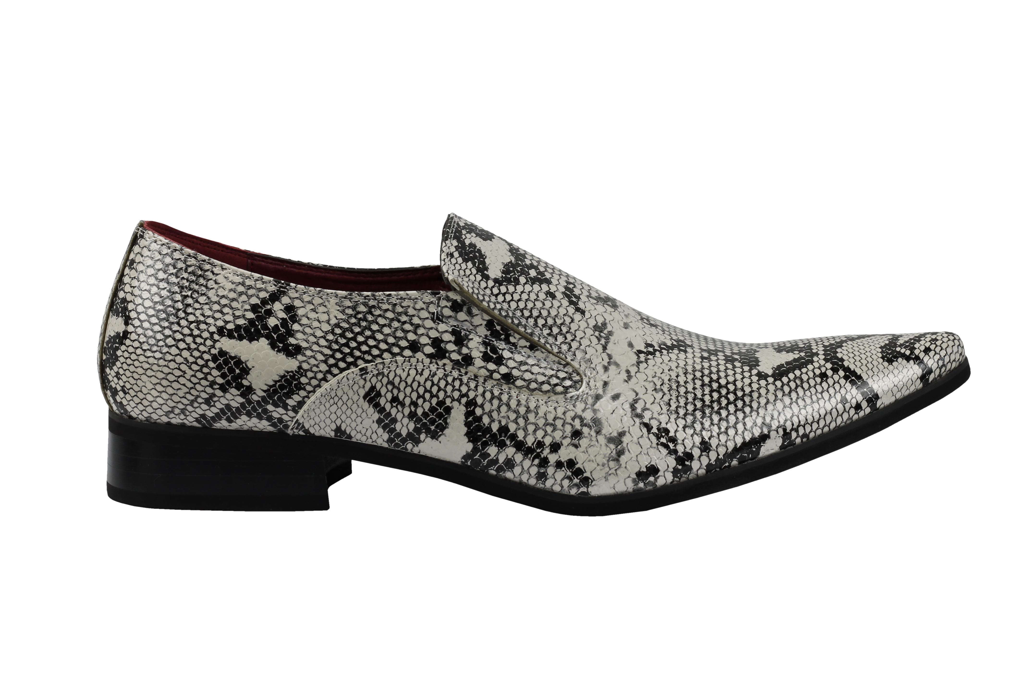 Faux Leather Shiny Printed Slip On Shoes