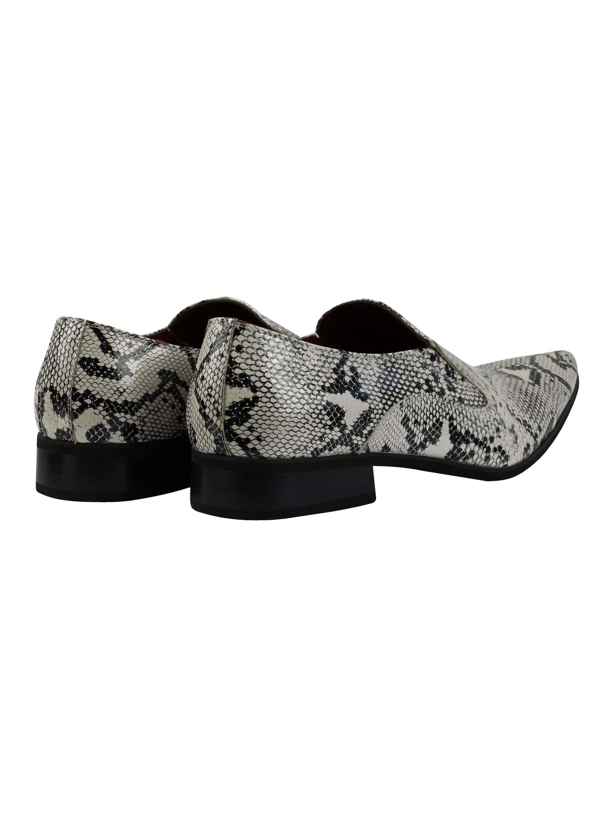 Faux Leather Shiny Printed Slip On Shoes