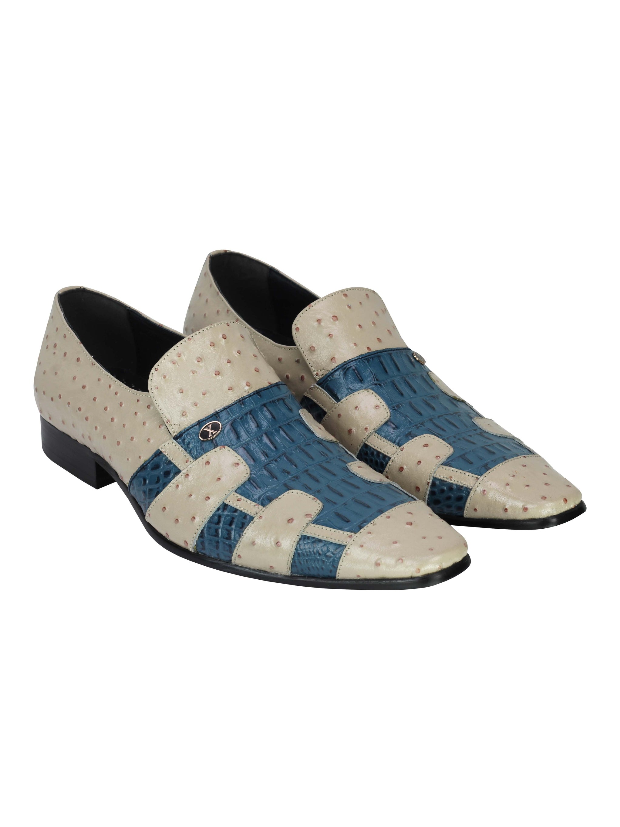 Real Leather 2 Toned Polish Snake Skin Slip On
