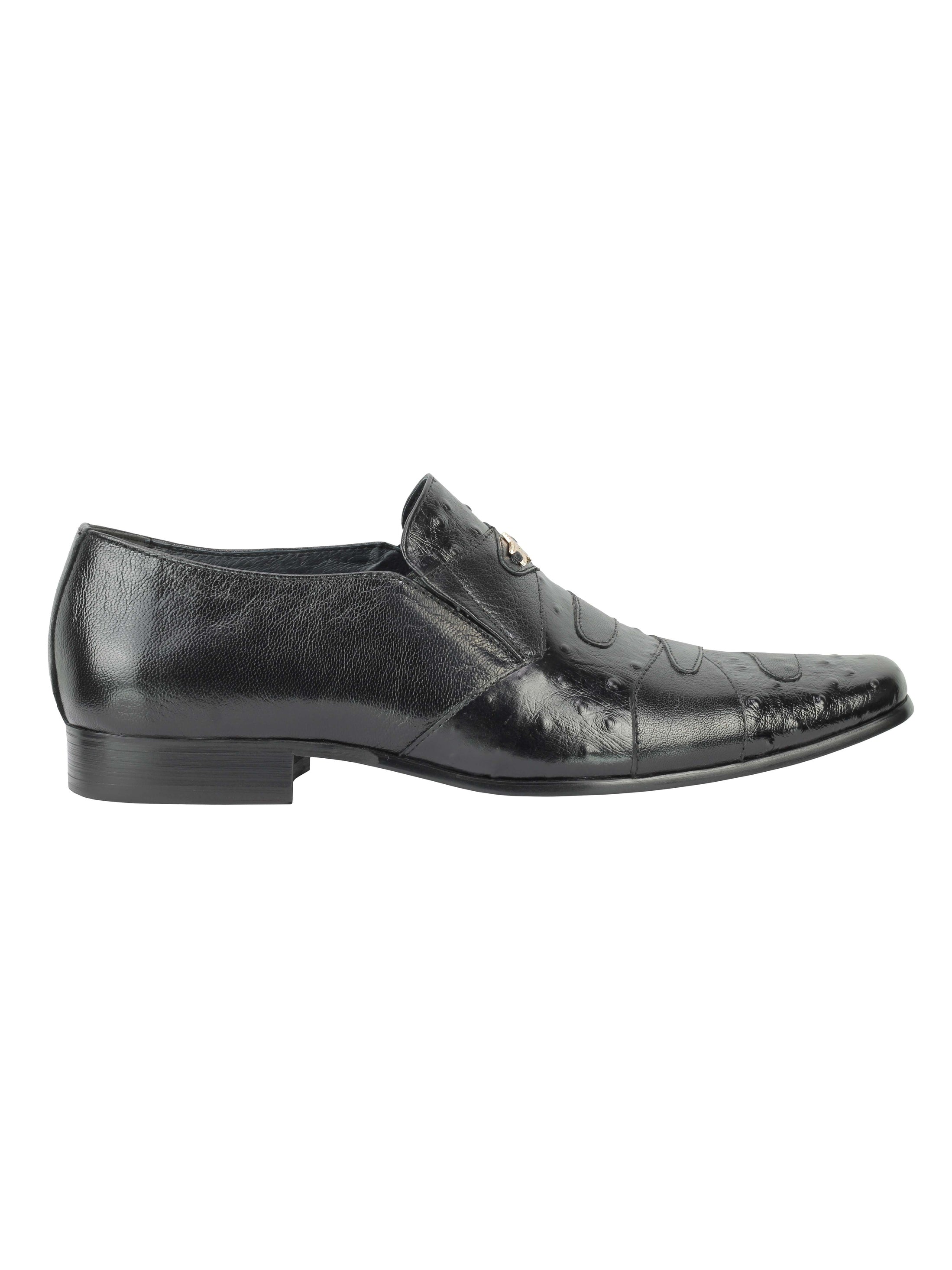 Black Real Leather Slip On Shoes