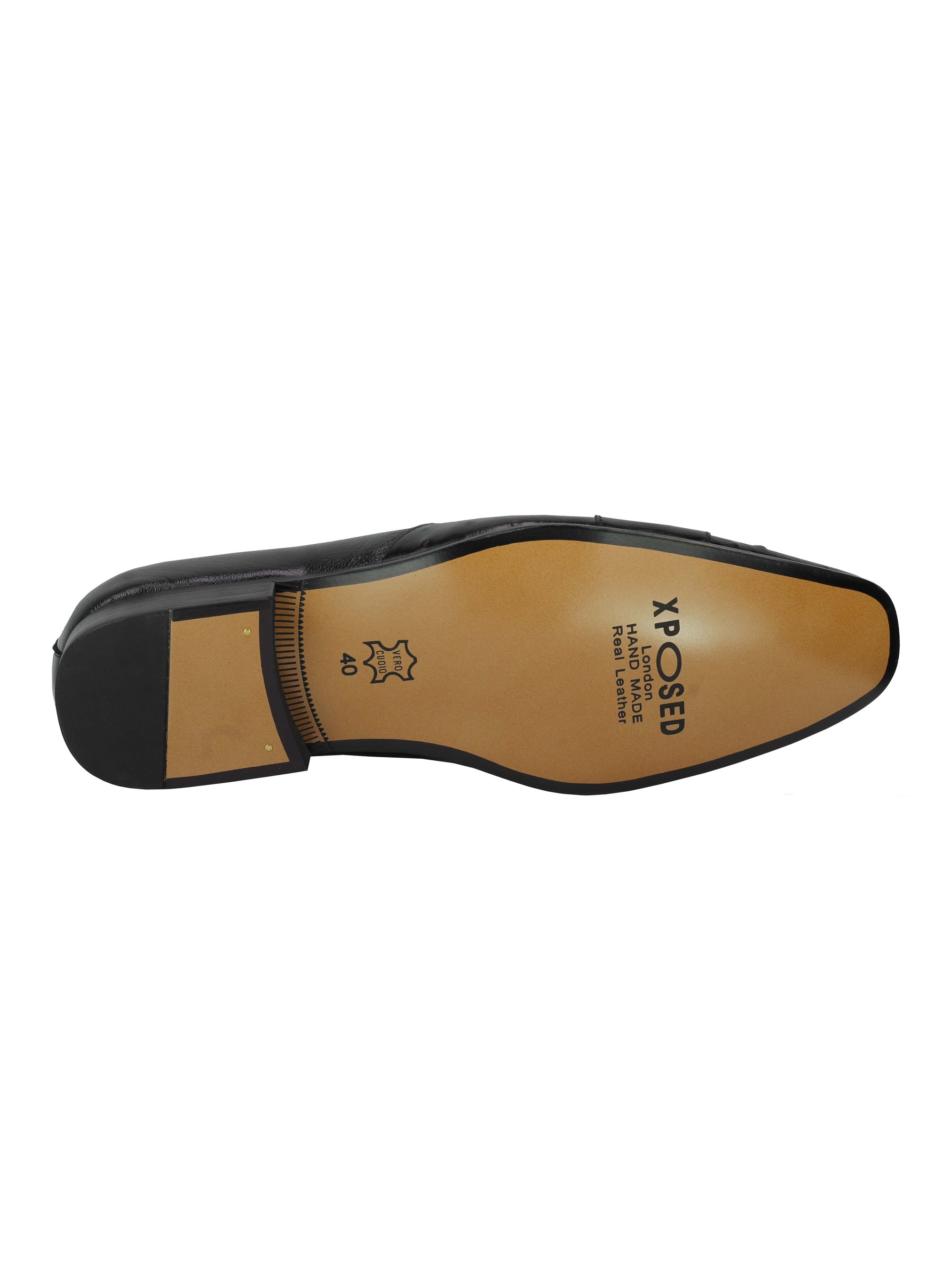Black Real Leather Slip On Shoes