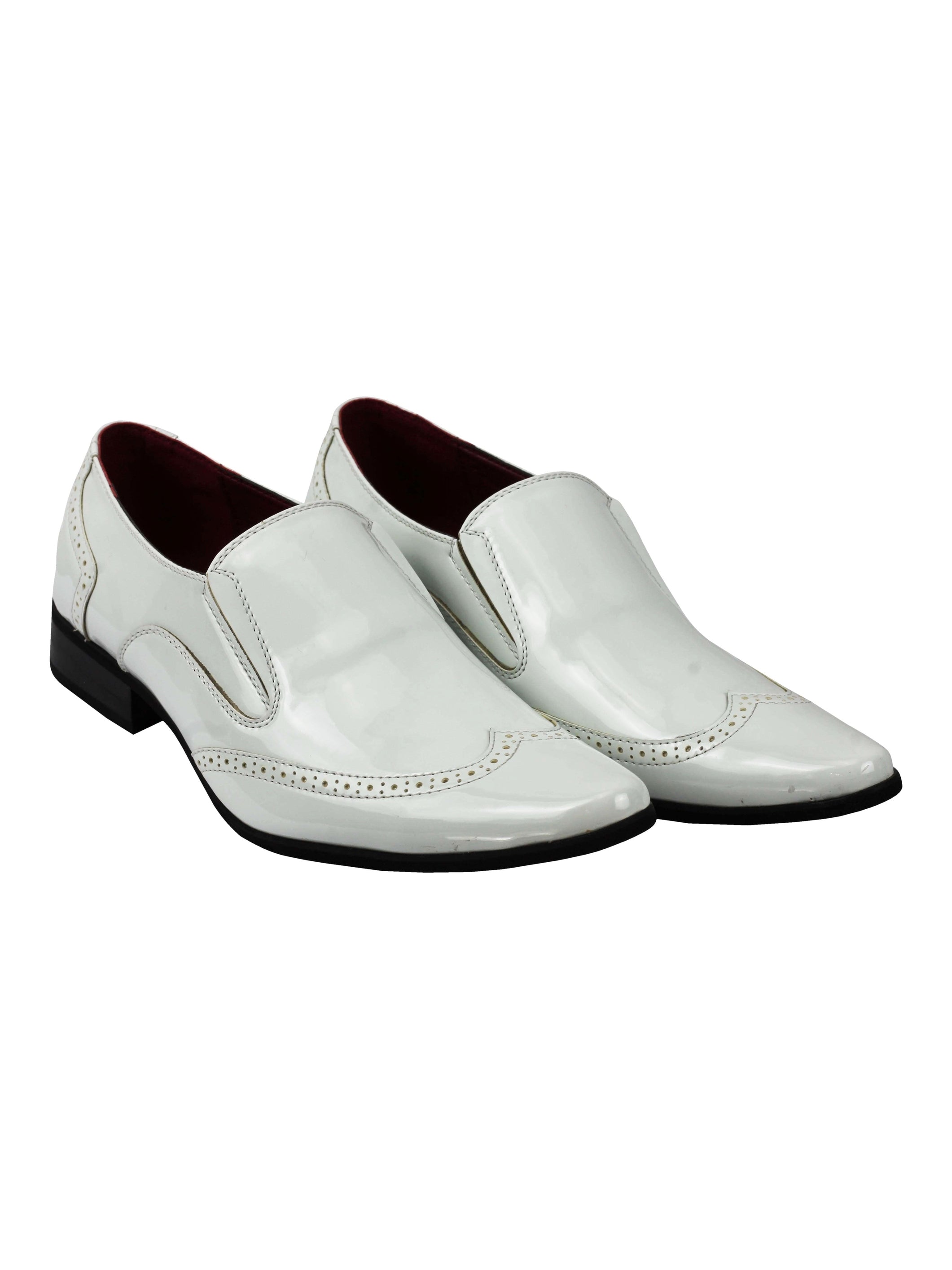 Shiny Faux Leather White Loafers