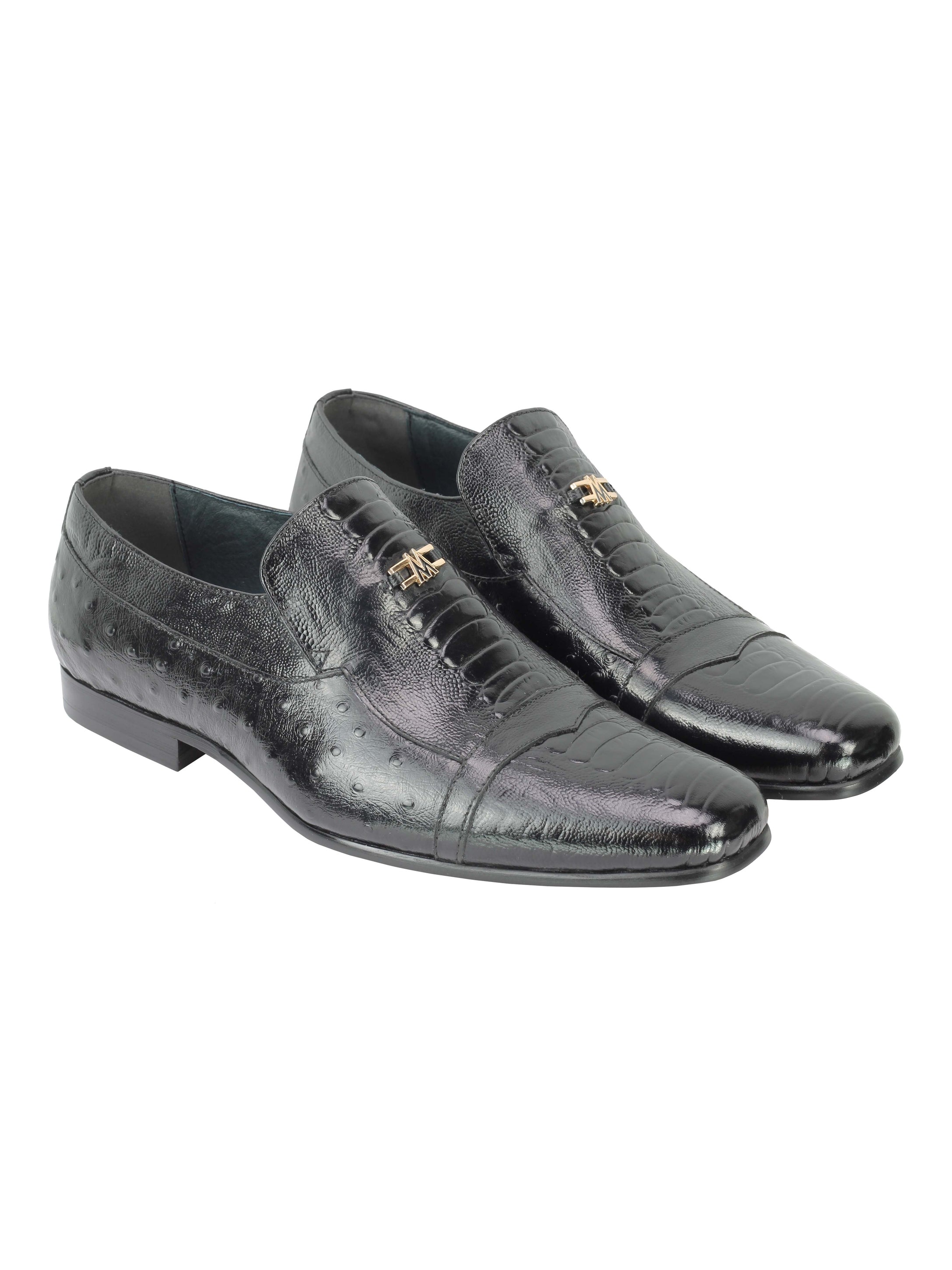 Real Leather Snake Skin Ostrich Print Loafers