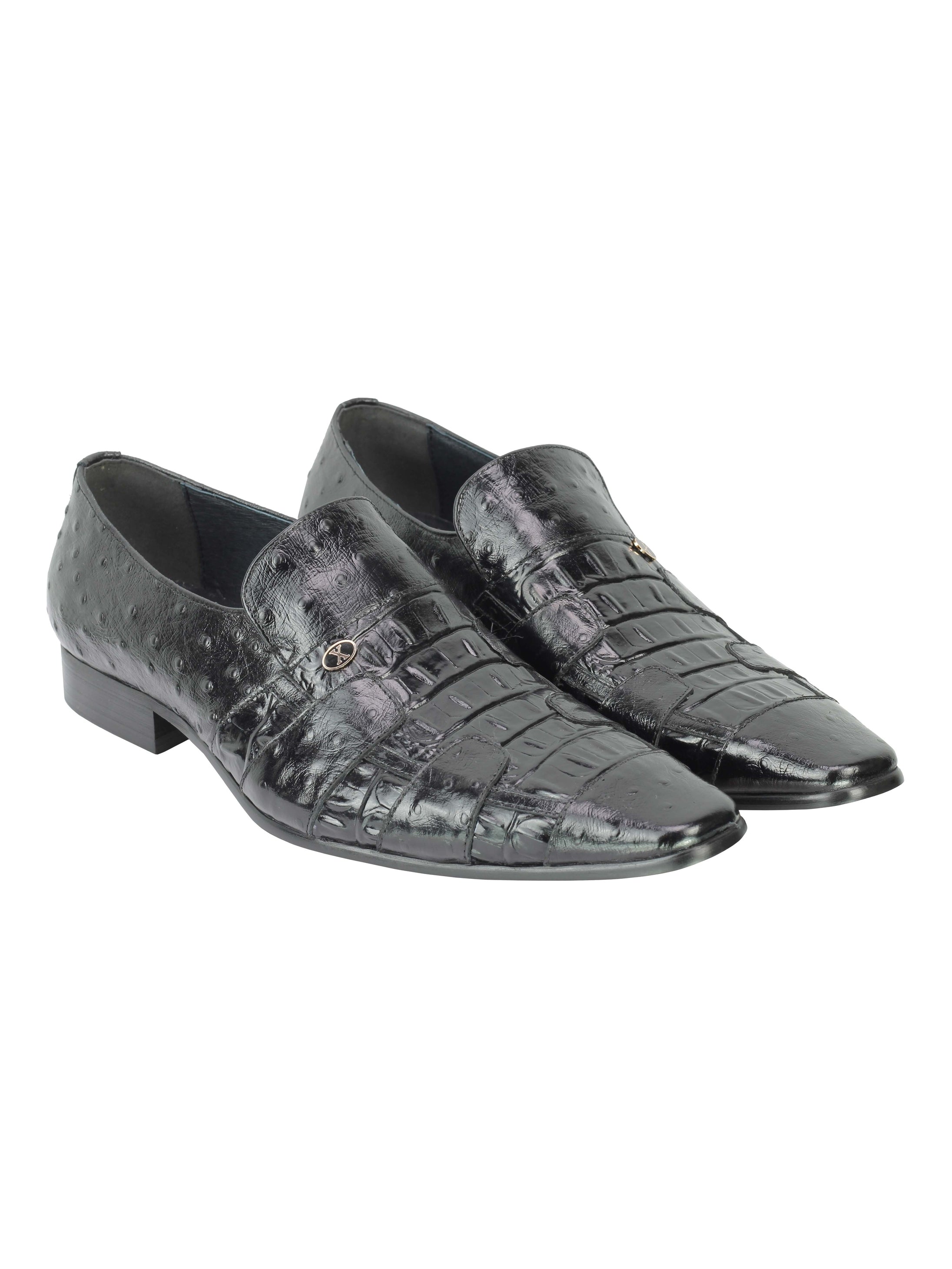 Real Leather 2 Tone Polished Snake Skin Slip On
