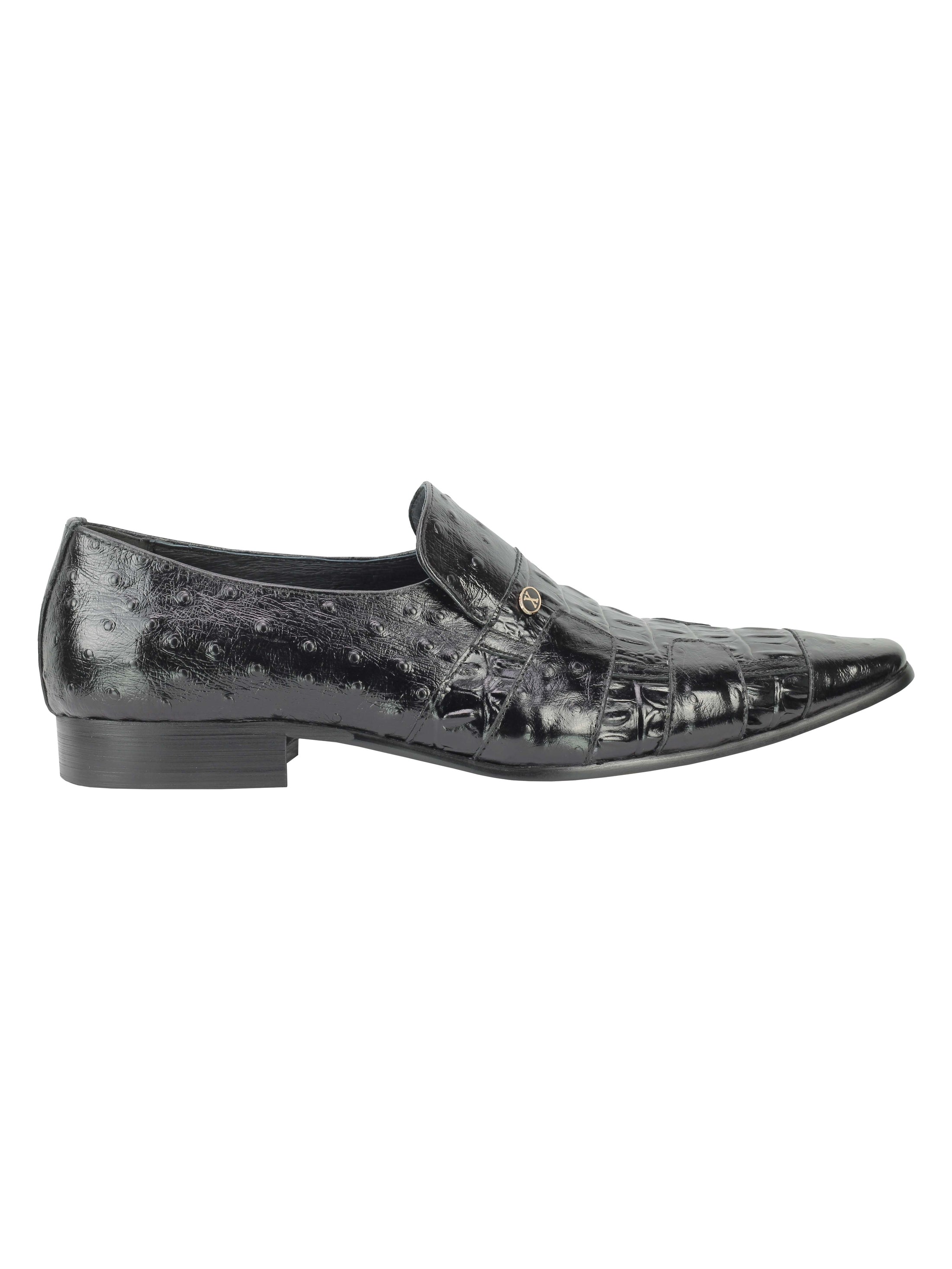 Real Leather 2 Tone Polished Snake Skin Slip On