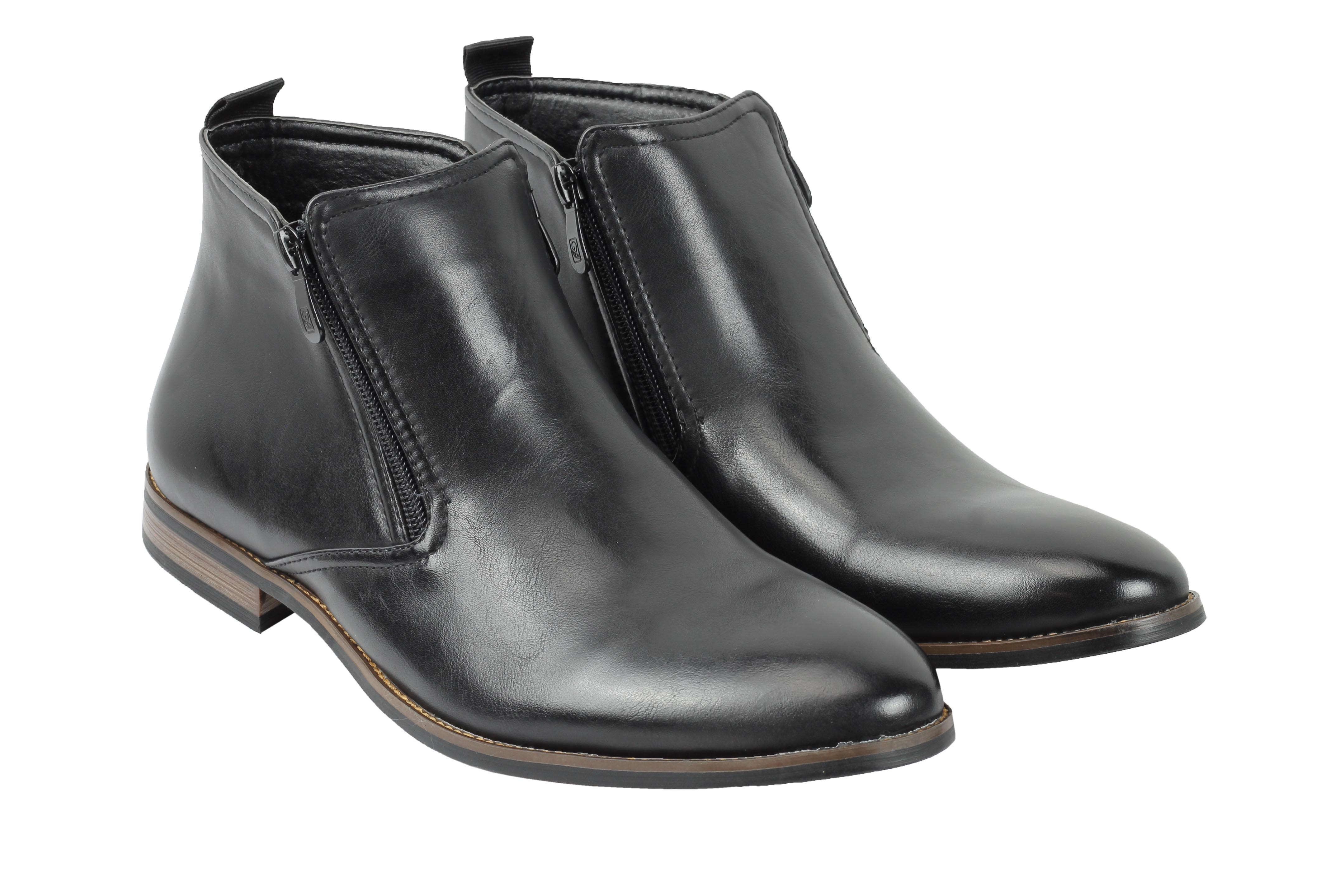 Faux Leather Chelsea Boots Low Ankle In Black