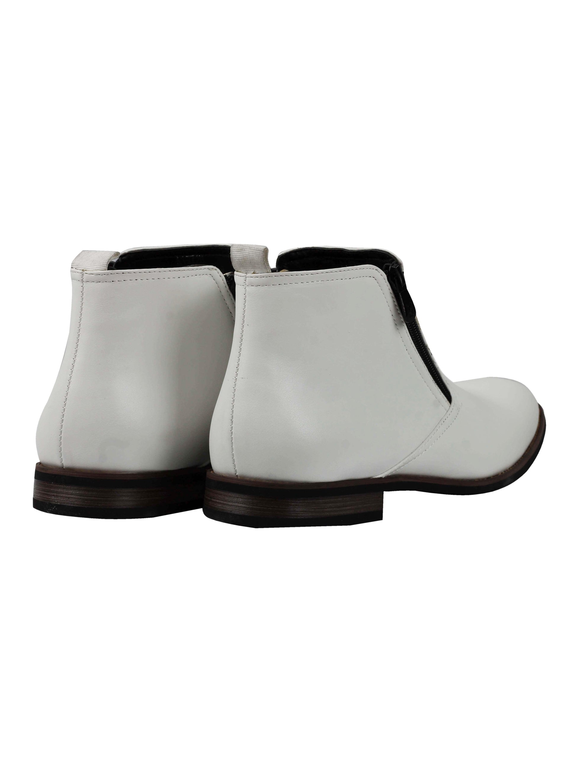 Faux Leather Chelsea Boots Low Ankle In White