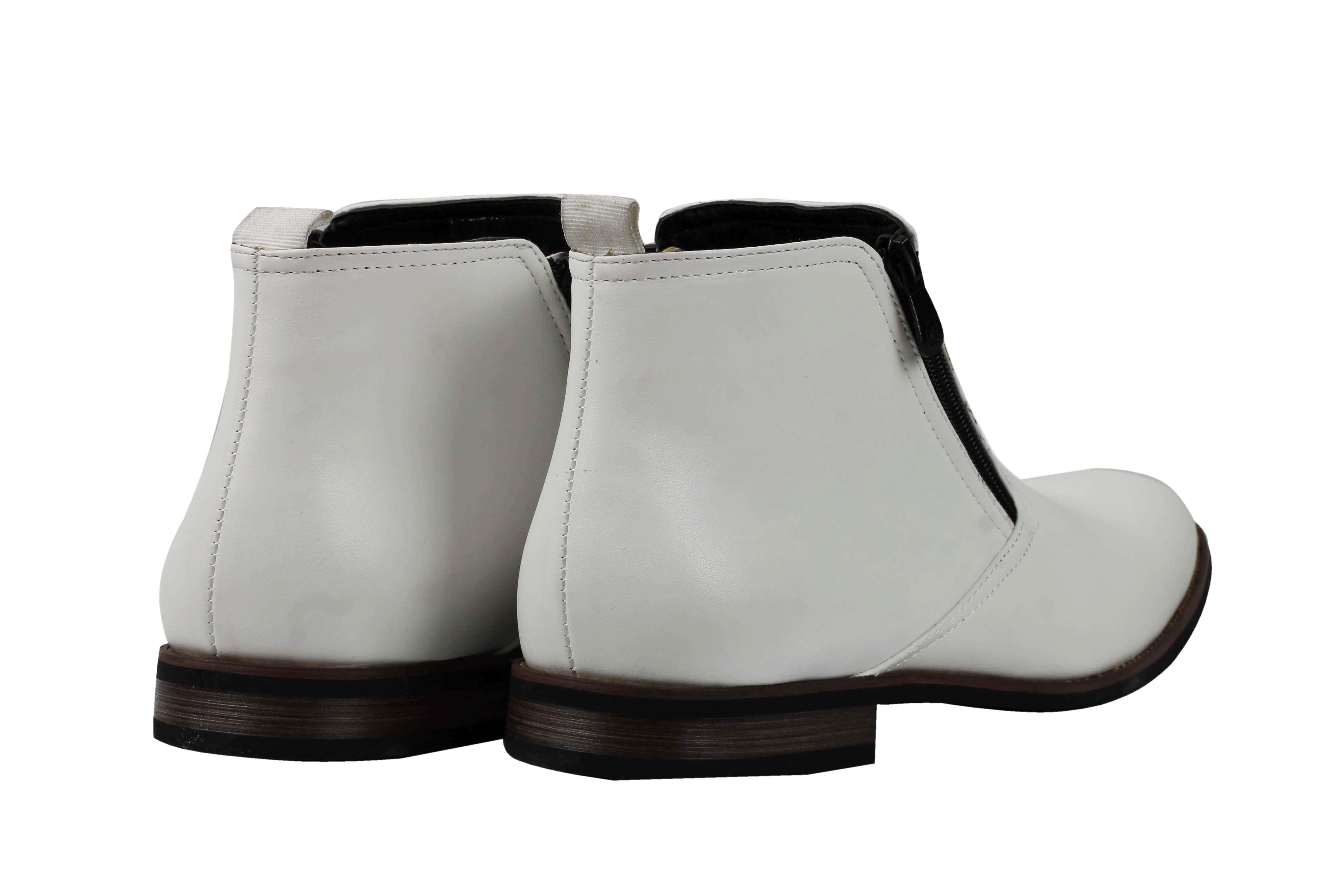 Faux Leather Chelsea Boots Low Ankle In White